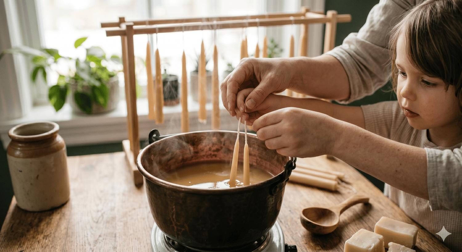 dipping candles with kids
