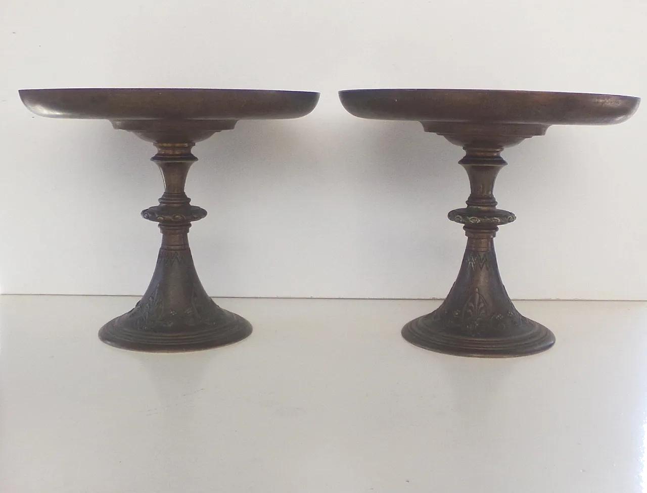 Antique French Neo Classical Bronze coupes, patinated with age,