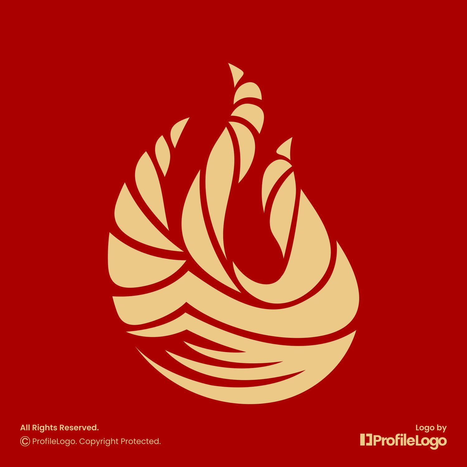 Elegant mountain peak fire flame logo for sale by ProfileLogo with red background