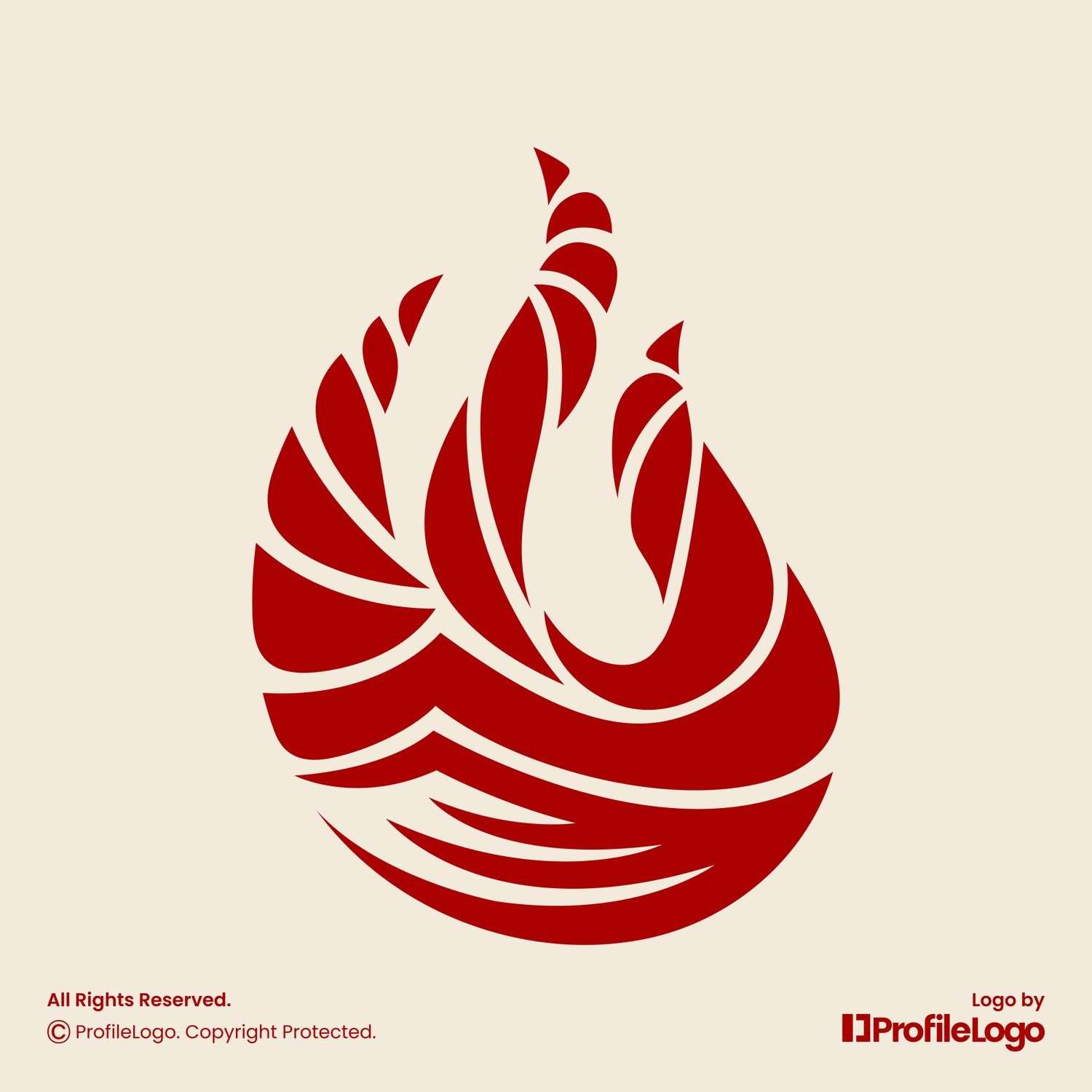 Elegant mountain peak fire flame logo for sale by ProfileLogo with light brown background