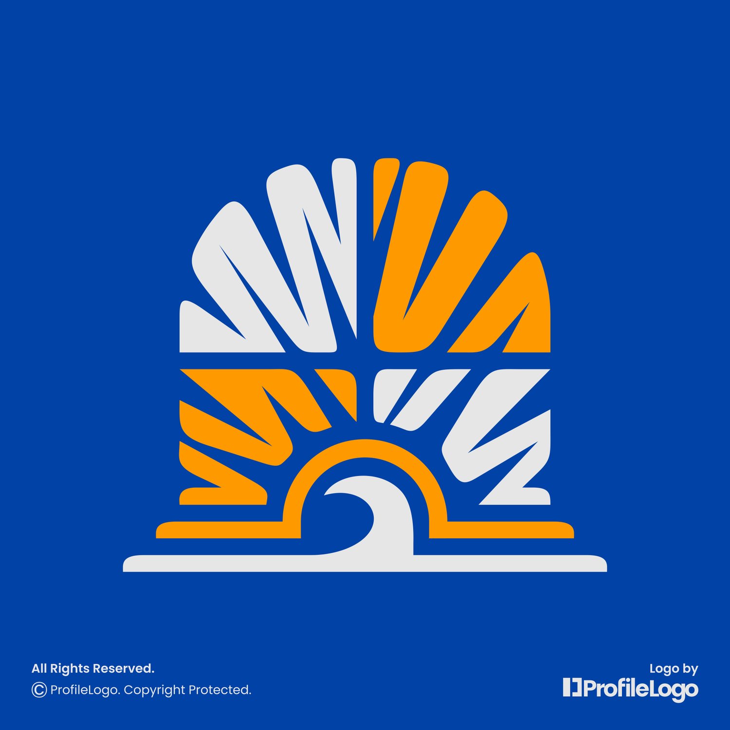 Modern sunrise window frame logo for sale by ProfileLogo with dark blue background