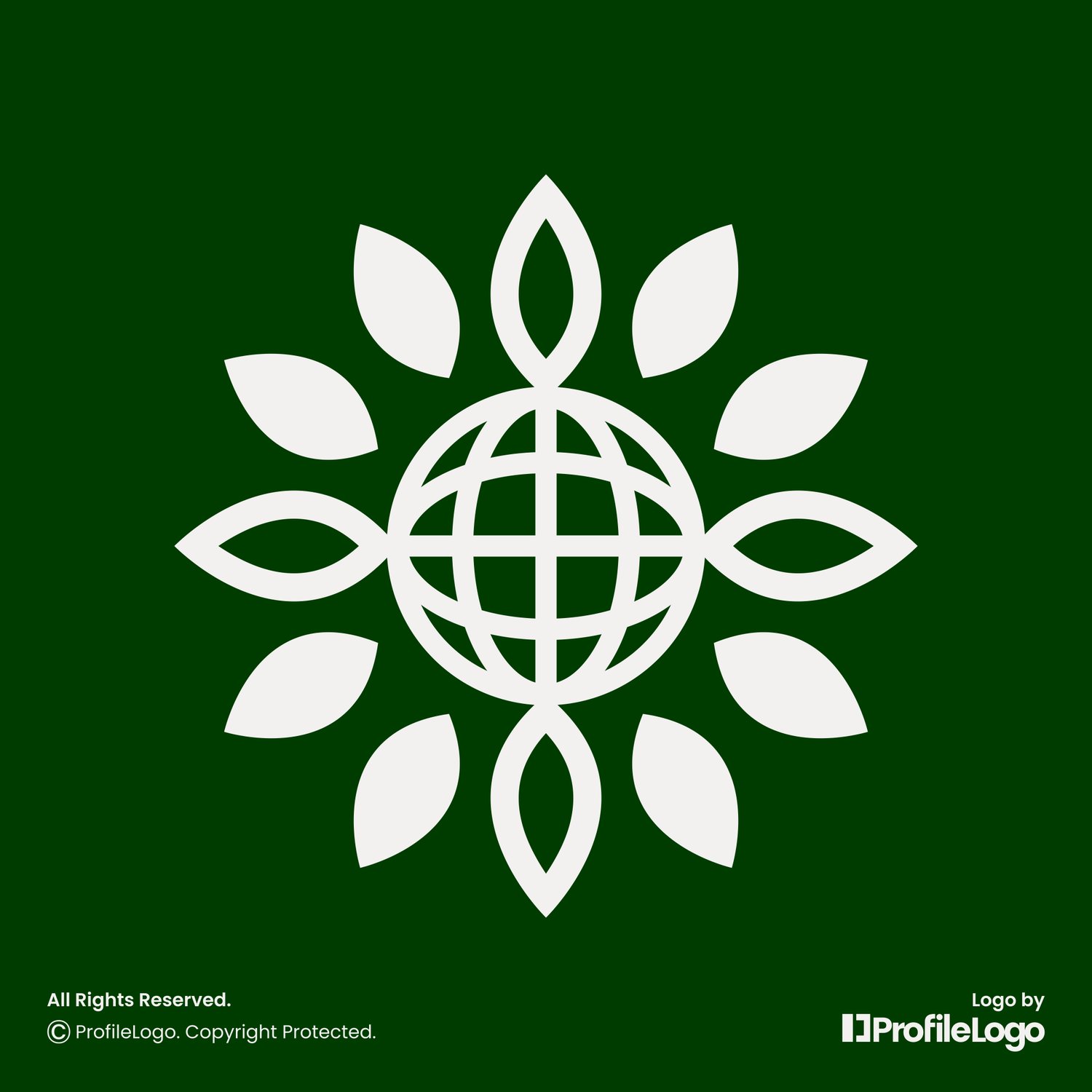 Nature eco leaf globe logo for sale by ProfileLogo with green background