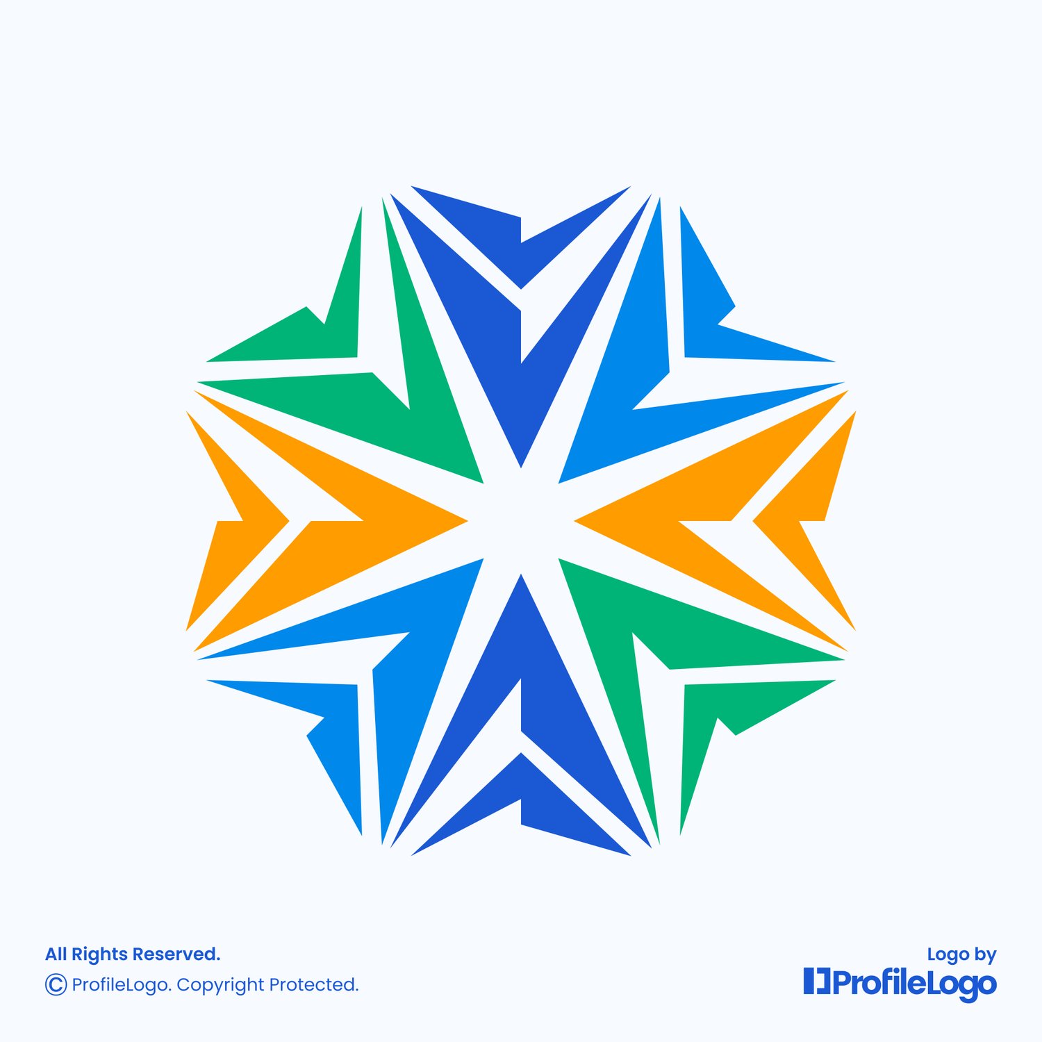Colorful abstract spark star logo for sale by ProfileLogo with light blue background