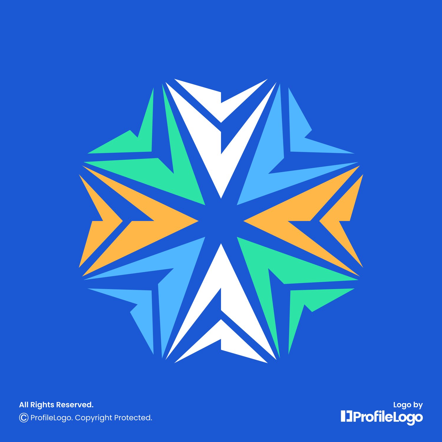Colorful abstract spark star logo for sale by ProfileLogo with dark blue background