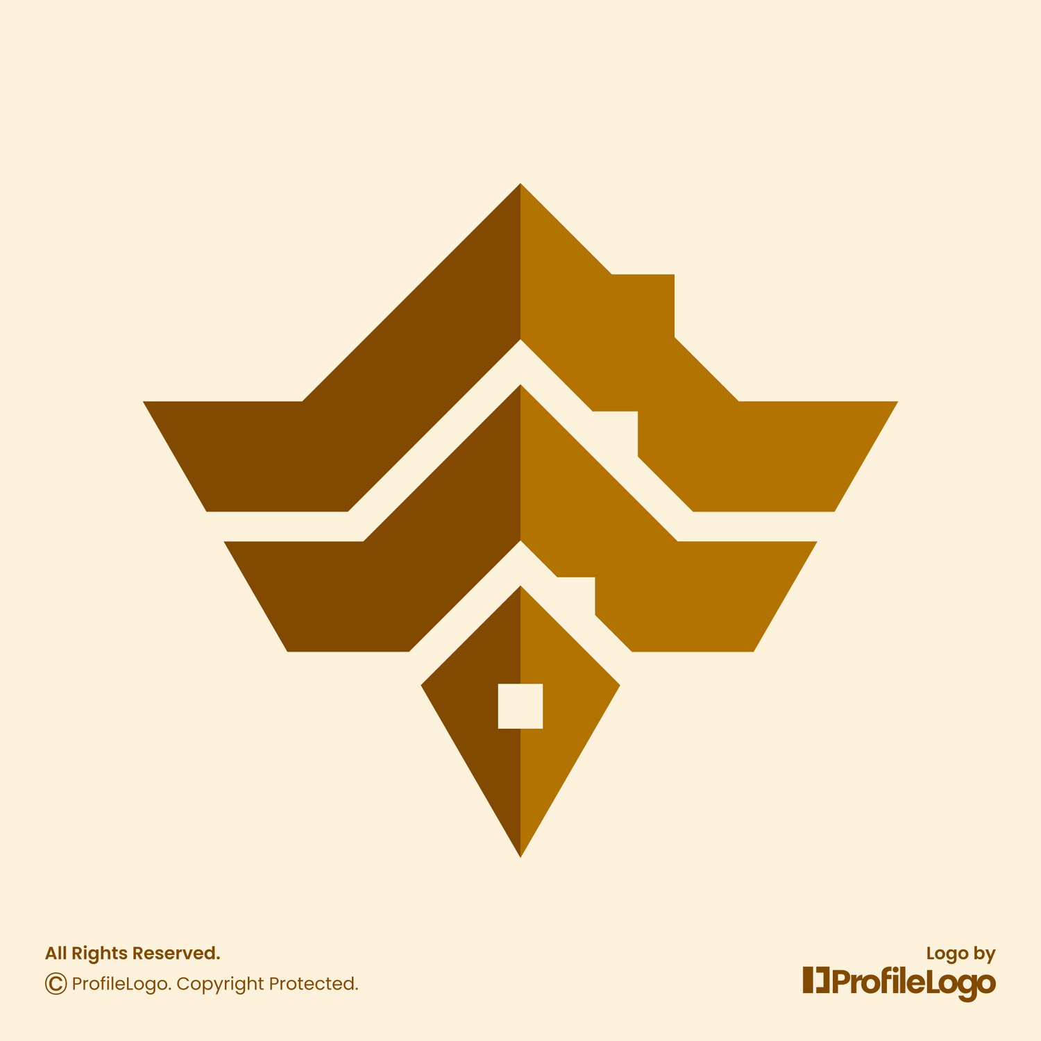Elegant building home letter T logo for sale by ProfileLogo with light brown background