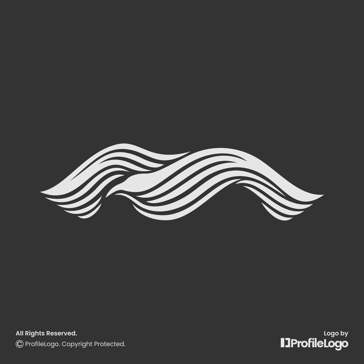 Abstract flying bird letter M logo for sale by ProfileLogo with dark grey background