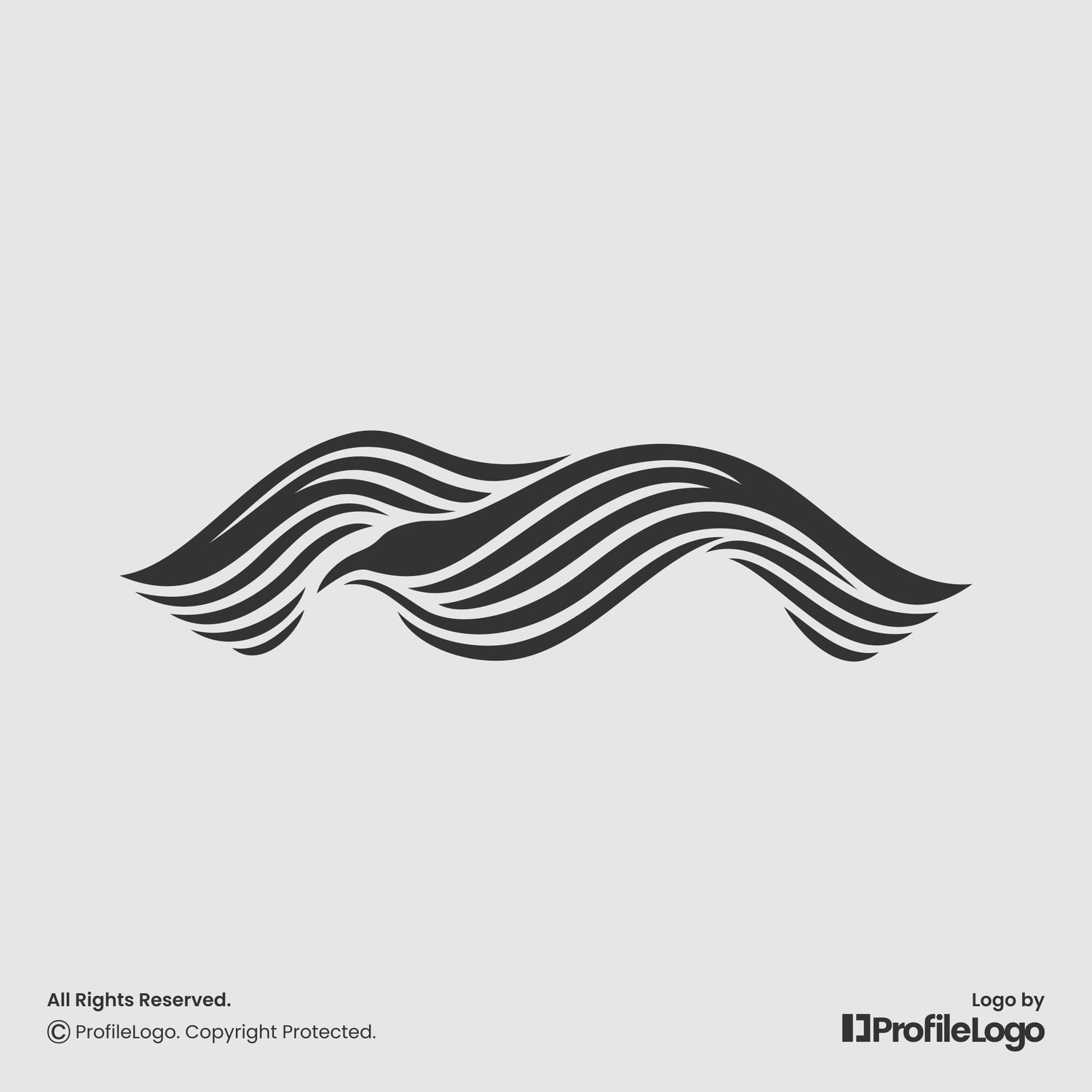 Abstract flying bird letter M logo for sale by ProfileLogo with light grey background