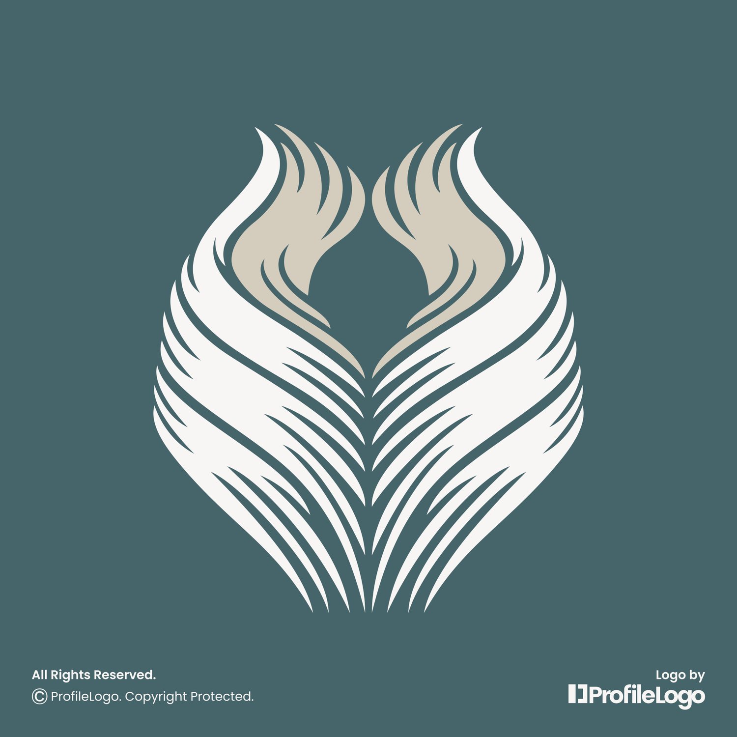 Elegant swoosh line abstract logo for sale by ProfileLogo with teal background
