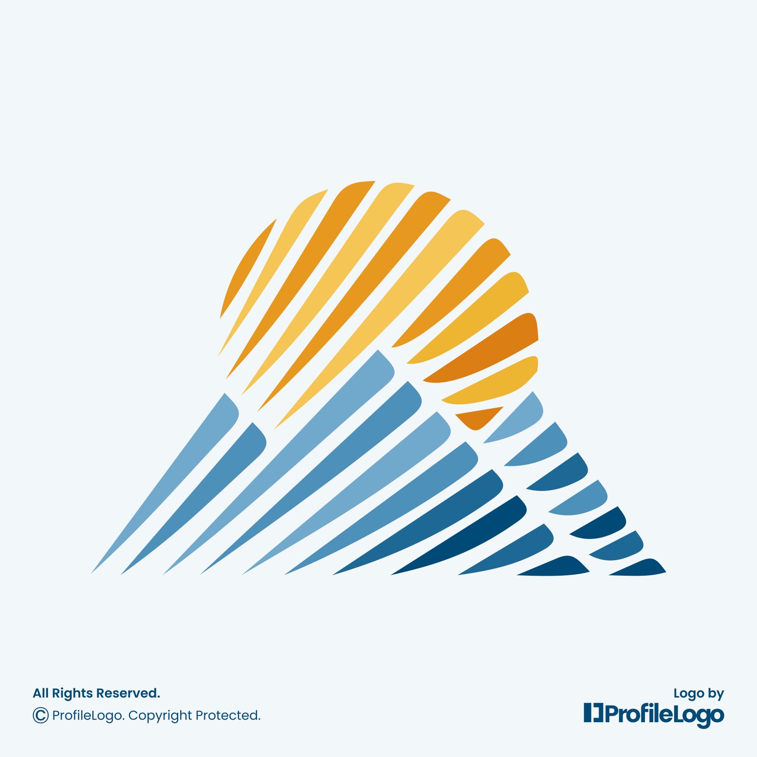 Stripe line sun peak mountain logo for sale by ProfileLogo with light blue background