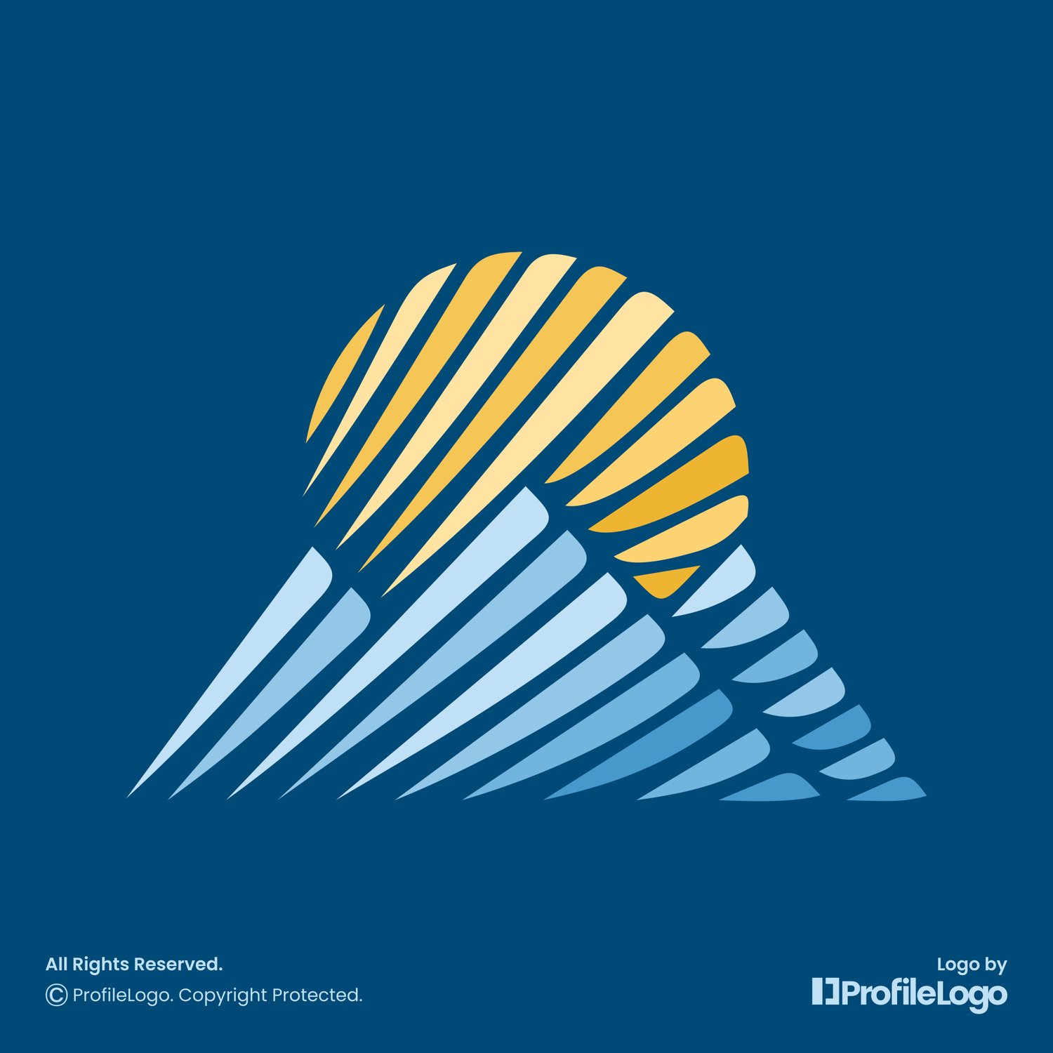 Stripe line sun peak mountain logo for sale by ProfileLogo with dark blue background