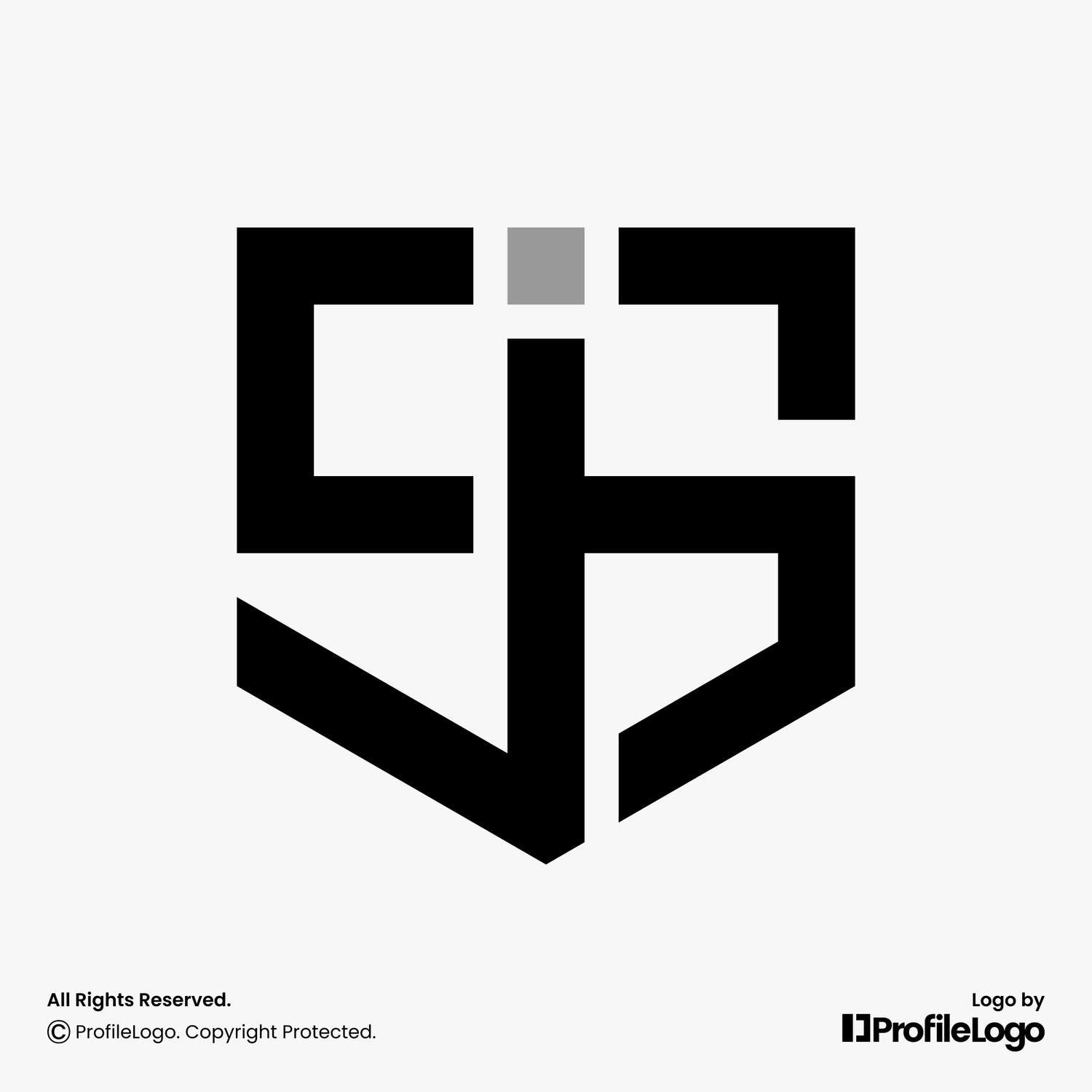 Security shield letter SJ logo or JS logo for sale by ProfileLogo with light grey background