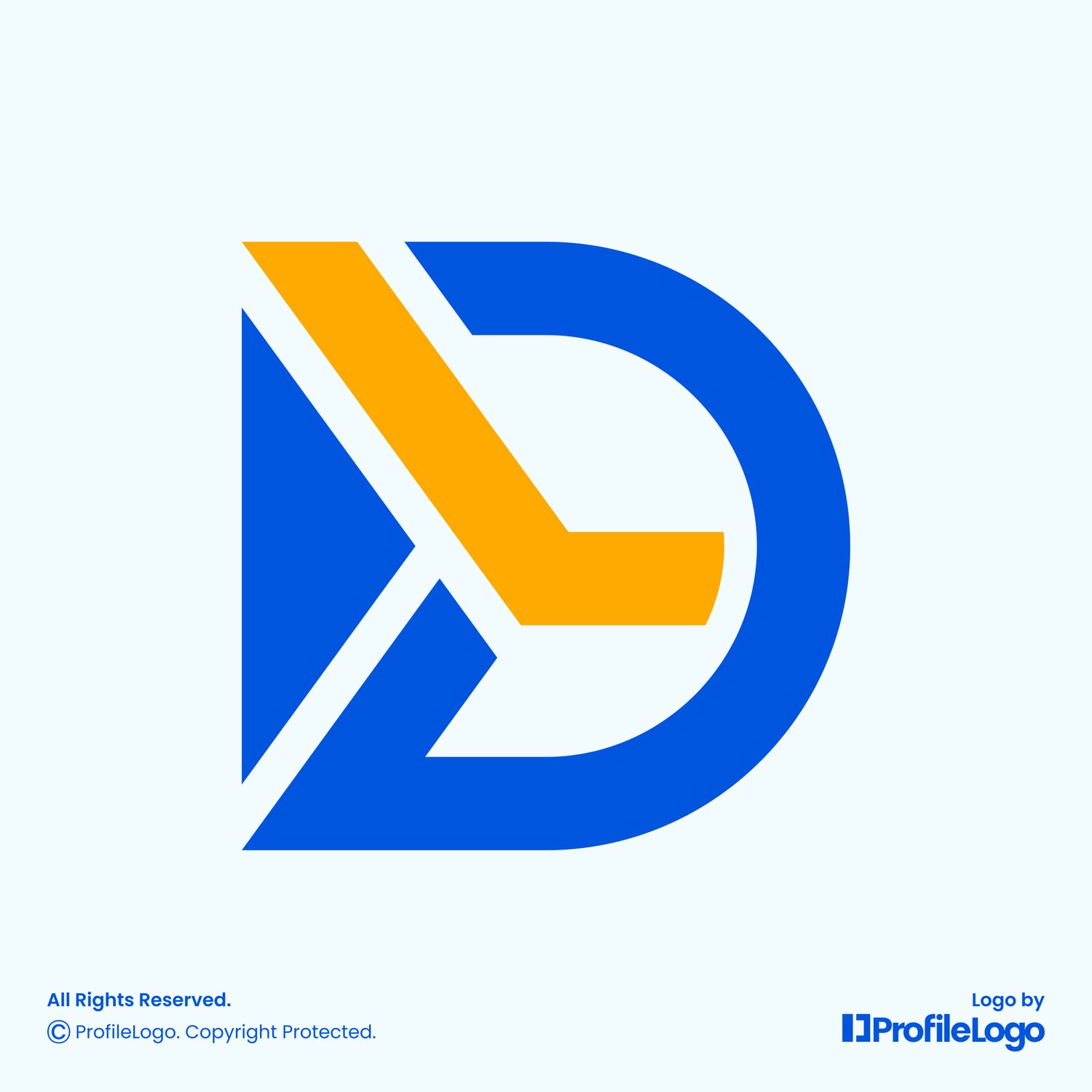 Simple abstract letter DL logo or LD logo for sale by ProfileLogo with light blue background