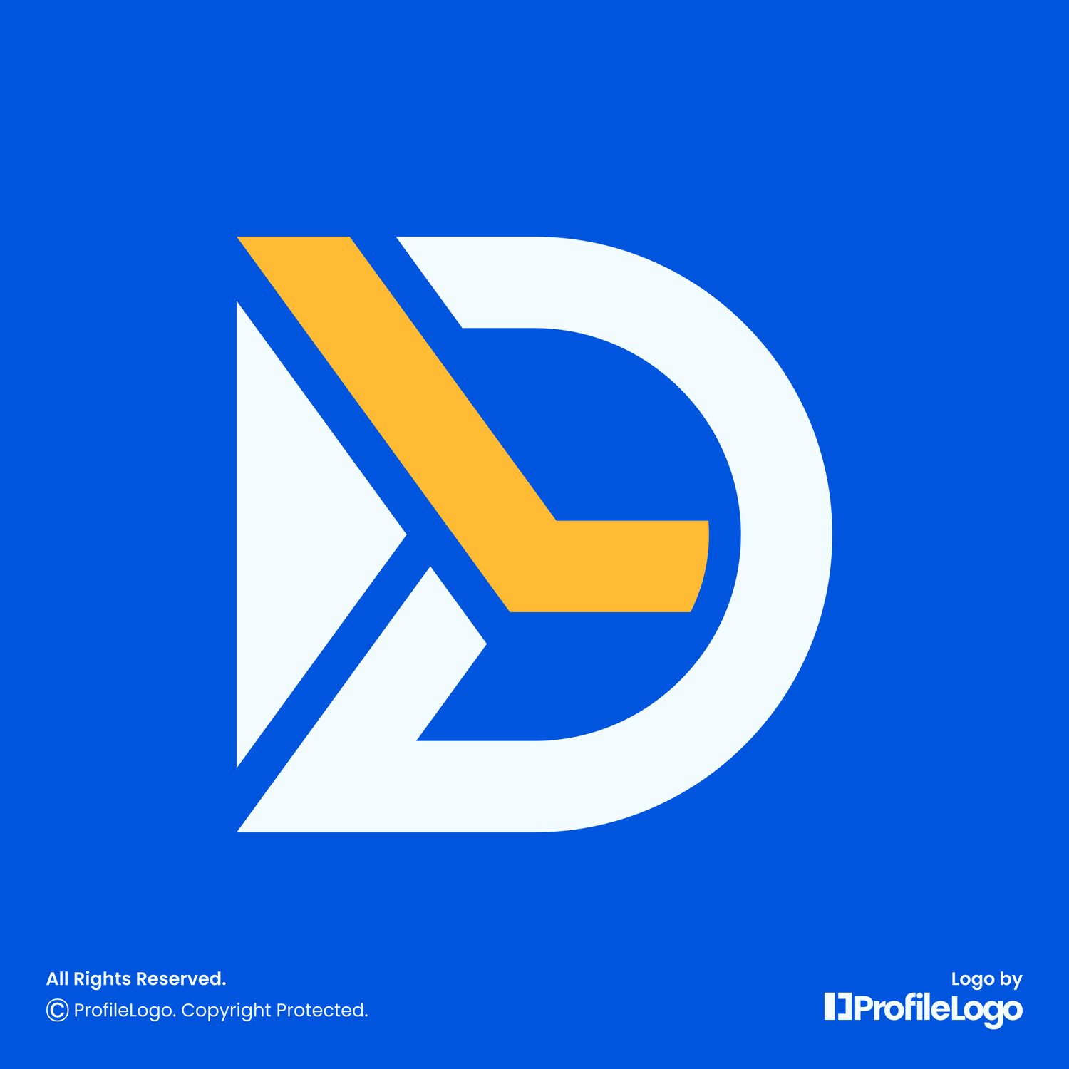 Simple abstract letter DL logo or LD logo for sale by ProfileLogo with dark blue background