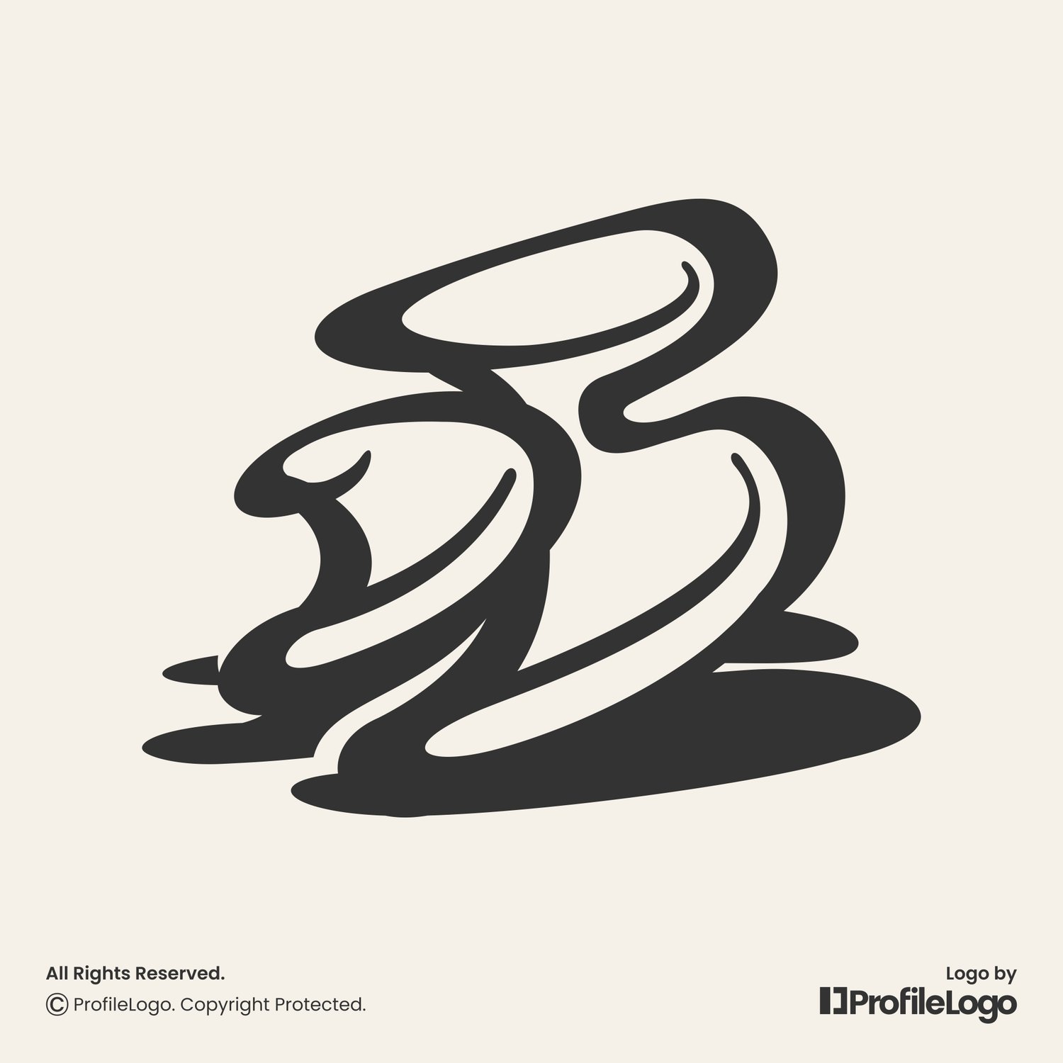 Artistic line signature letter DB logo for sale by ProfileLogo with light brown background