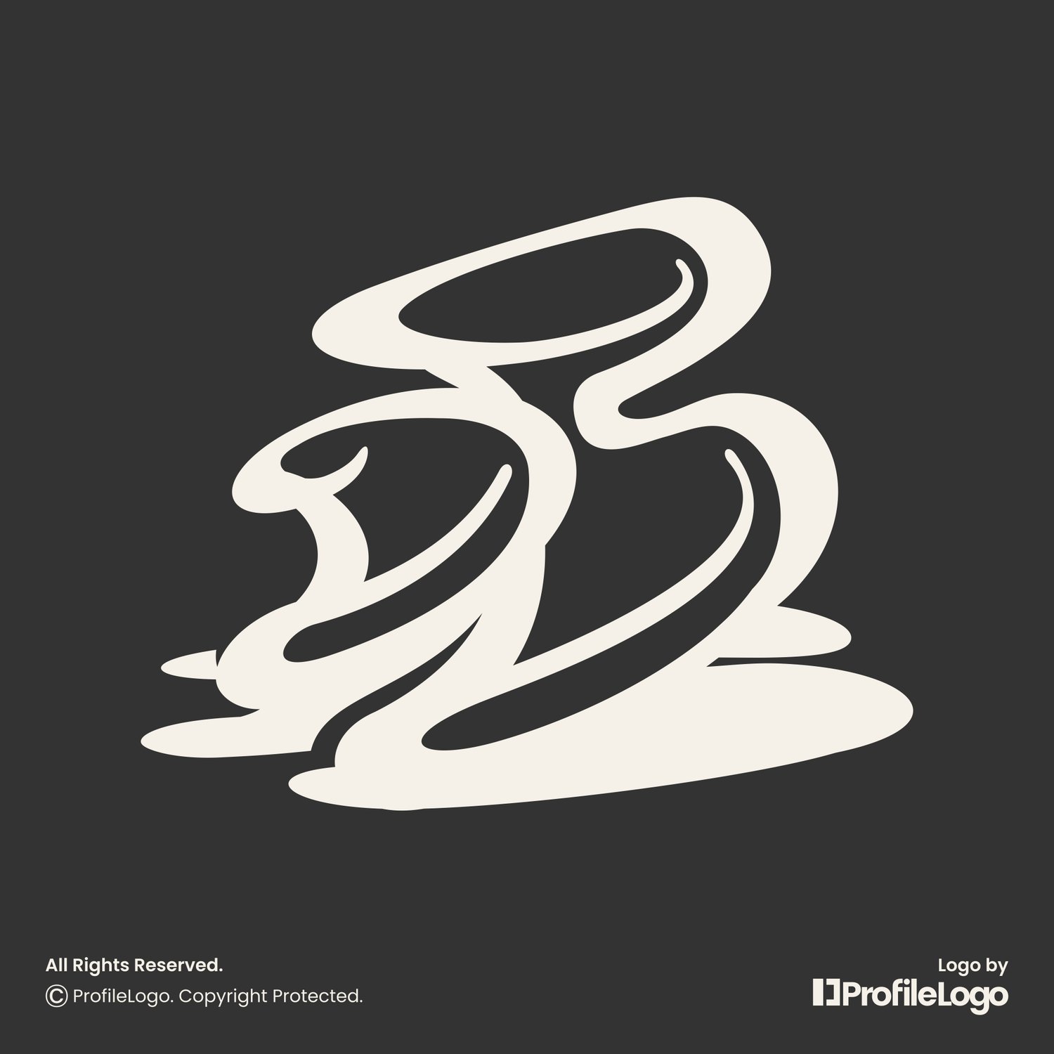 Artistic line signature letter DB logo for sale by ProfileLogo with dark grey background