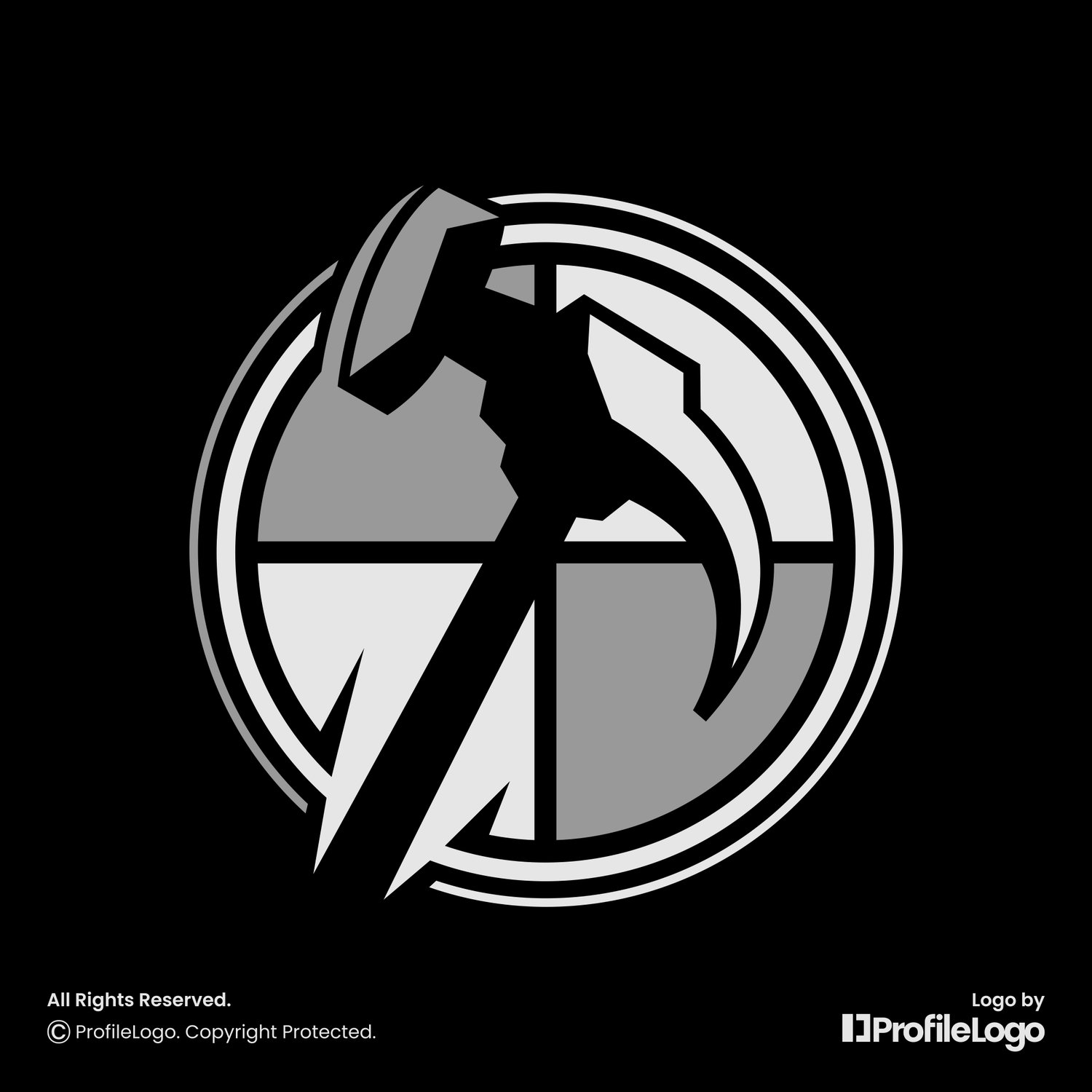 Modern construction hammer window logo for sale by ProfileLogo with black background