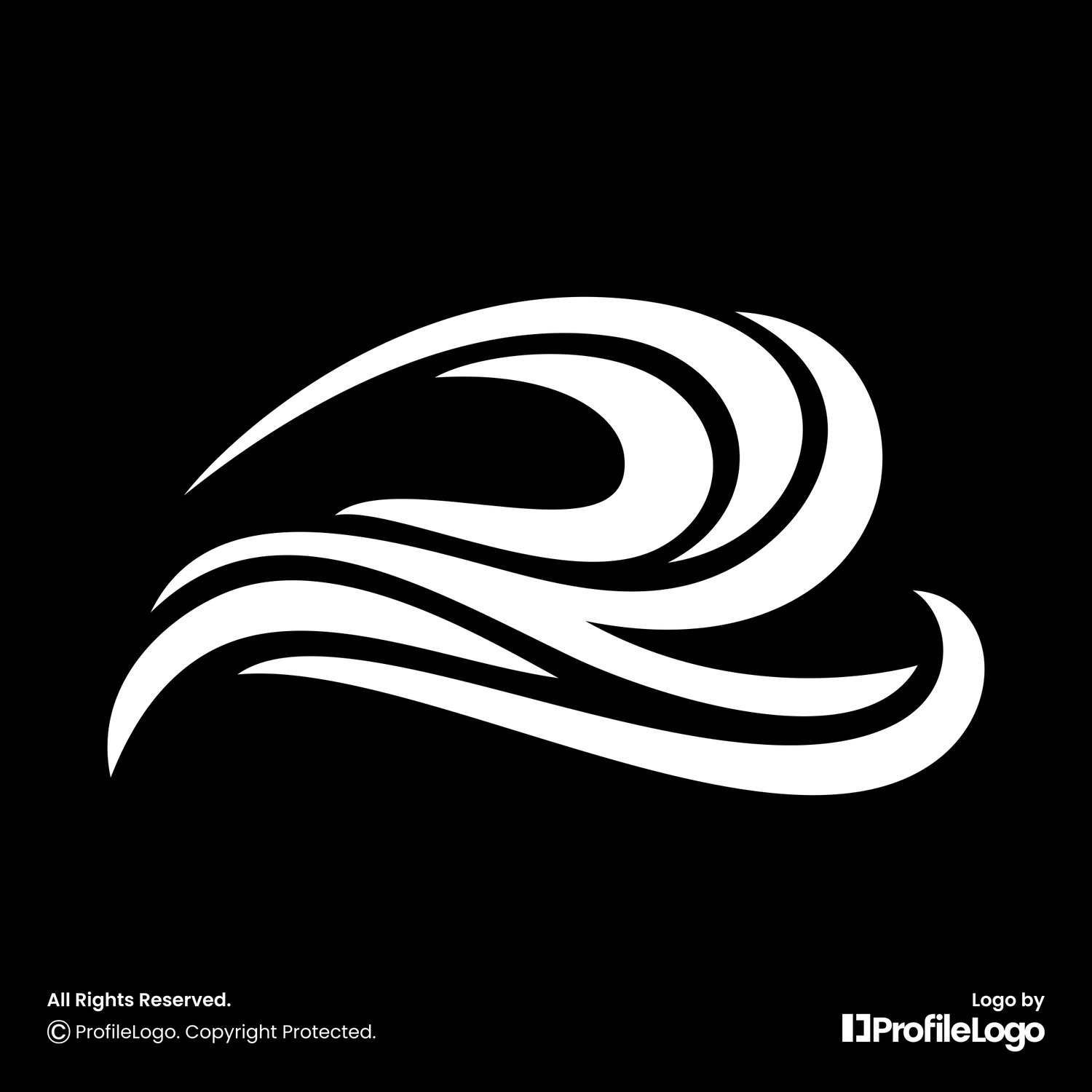 Dynamic motion line letter R logo for sale by ProfileLogo with black background