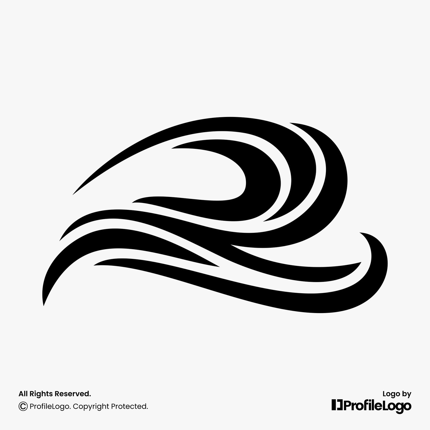 Dynamic motion line letter R logo for sale by ProfileLogo with light grey background