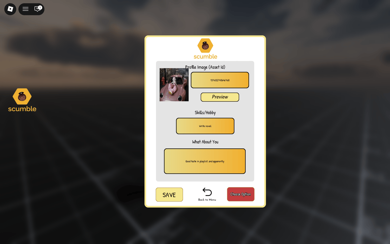Roblox social system with chat and matching