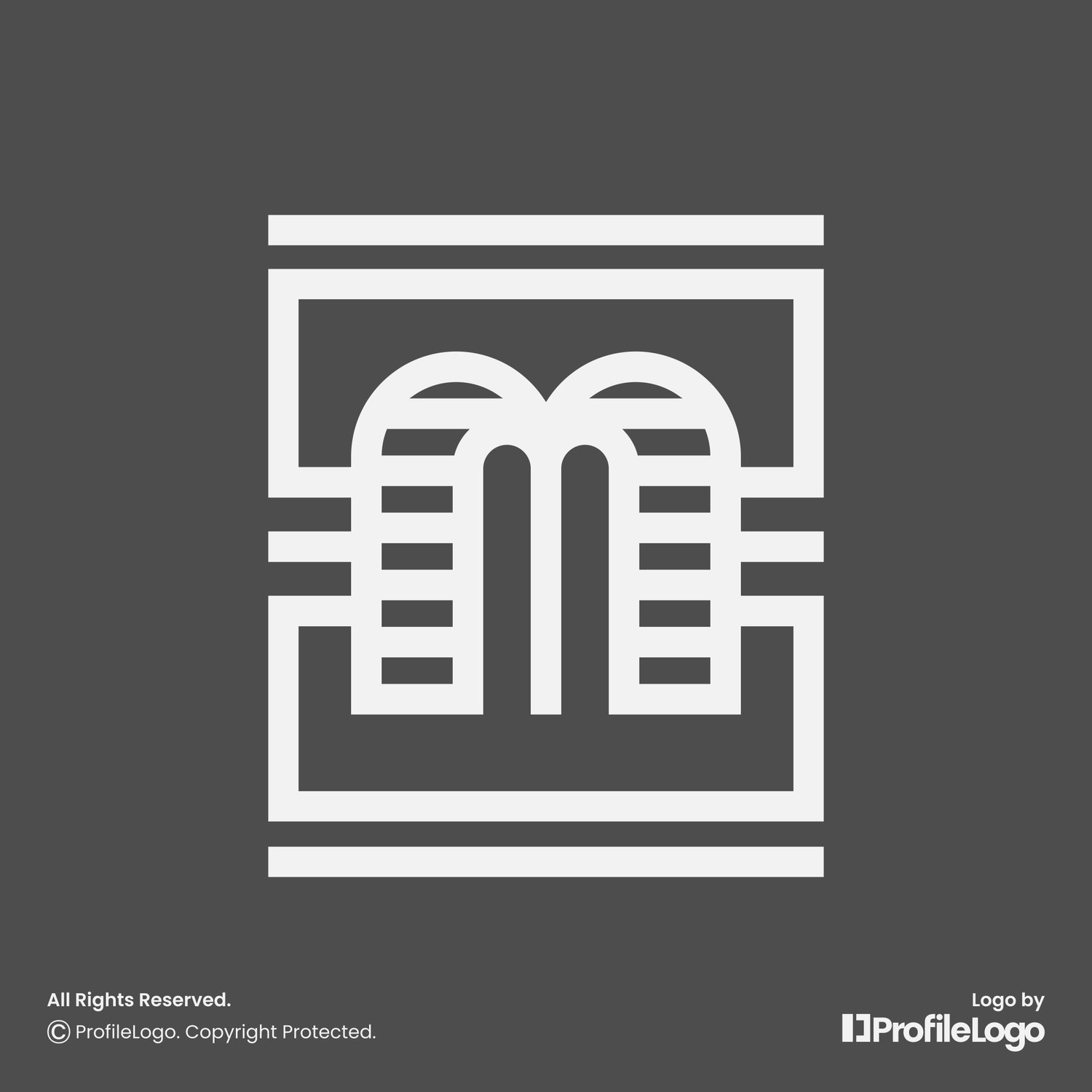 Minimalist abstract letter M logo for sale by ProfileLogo with dark grey background