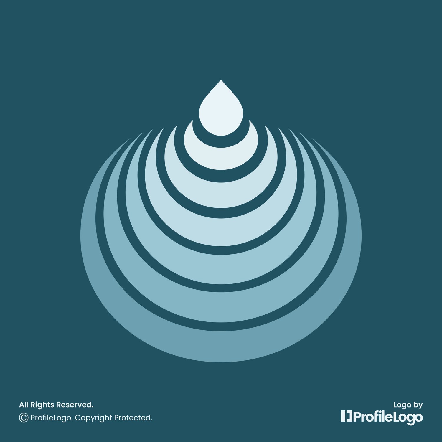 Abstract water drop ripple logo for sale by ProfileLogo with dark blue background