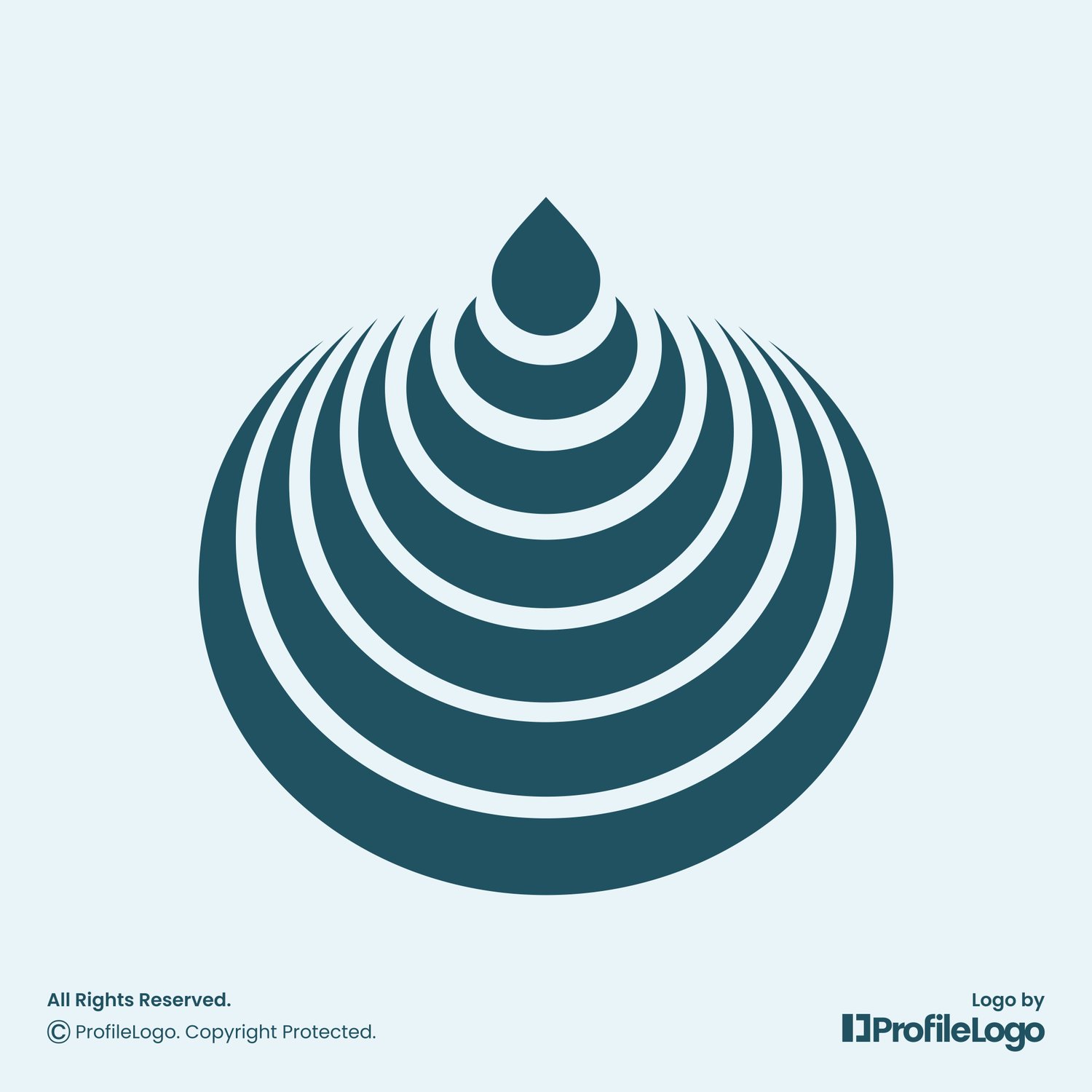 Abstract water drop ripple logo for sale by ProfileLogo with light blue background