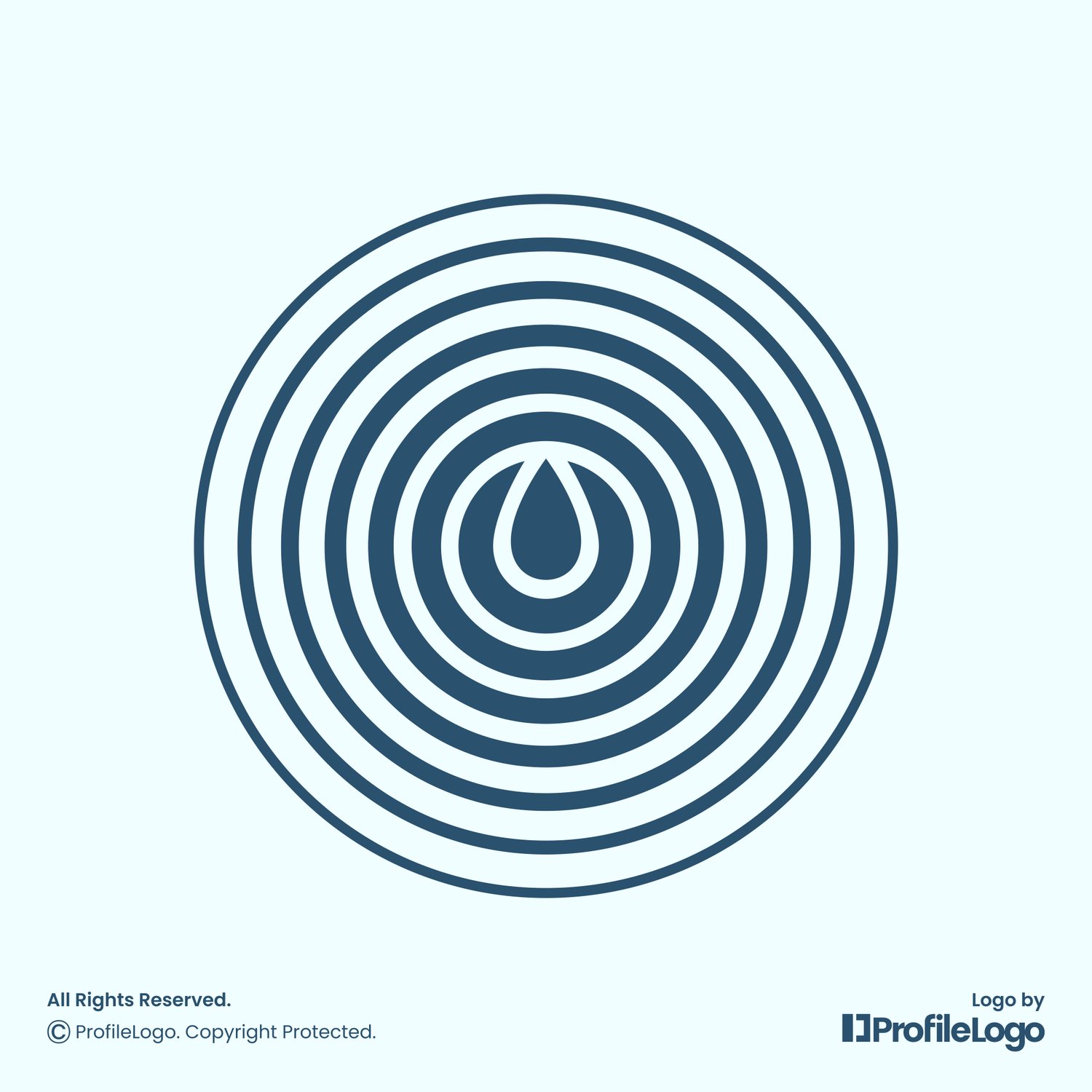 Simple visual water ripple logo for sale by ProfileLogo with light blue background