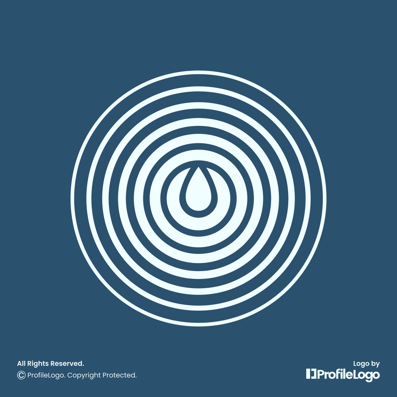 Simple visual water ripple logo for sale by ProfileLogo with dark blue background