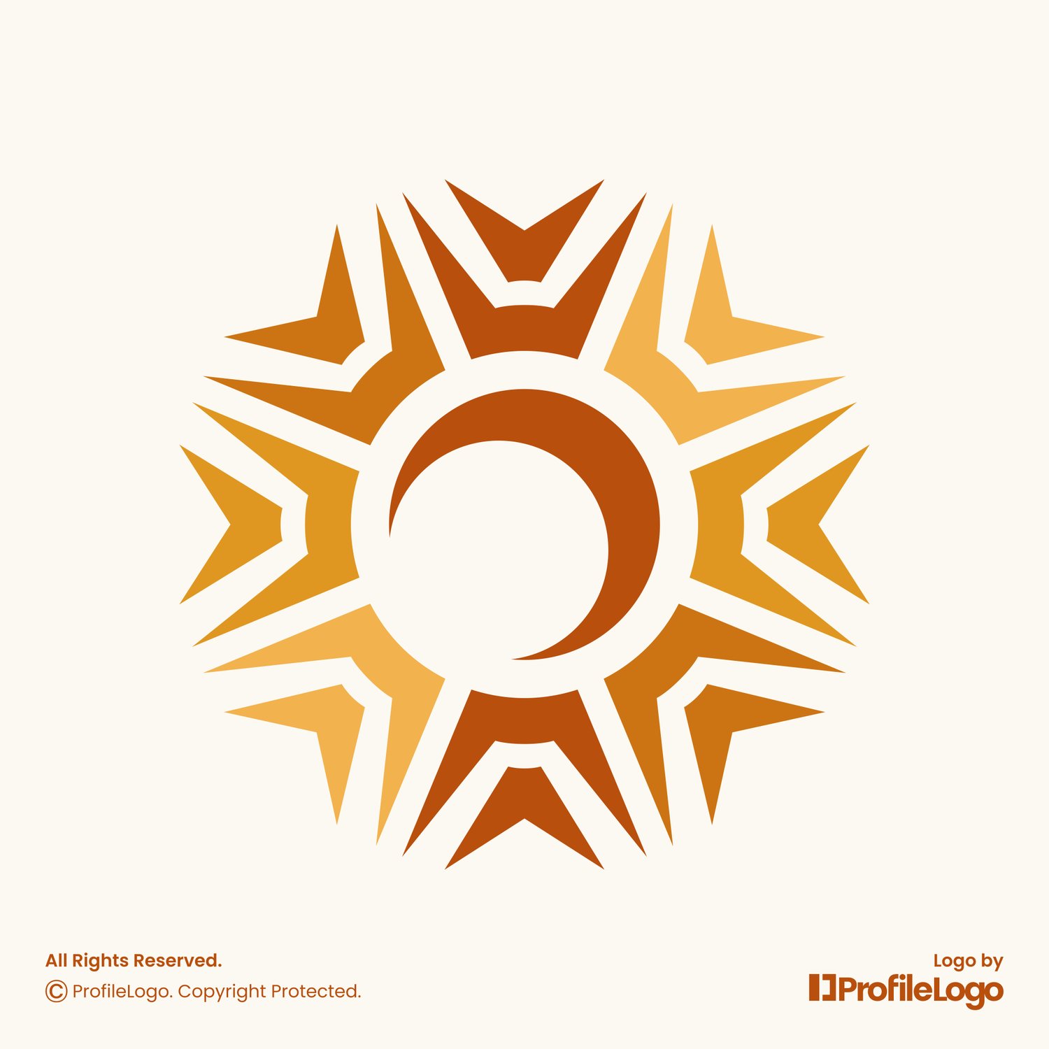 Elegant colorful sun shine logo for sale by ProfileLogo with light yellow background