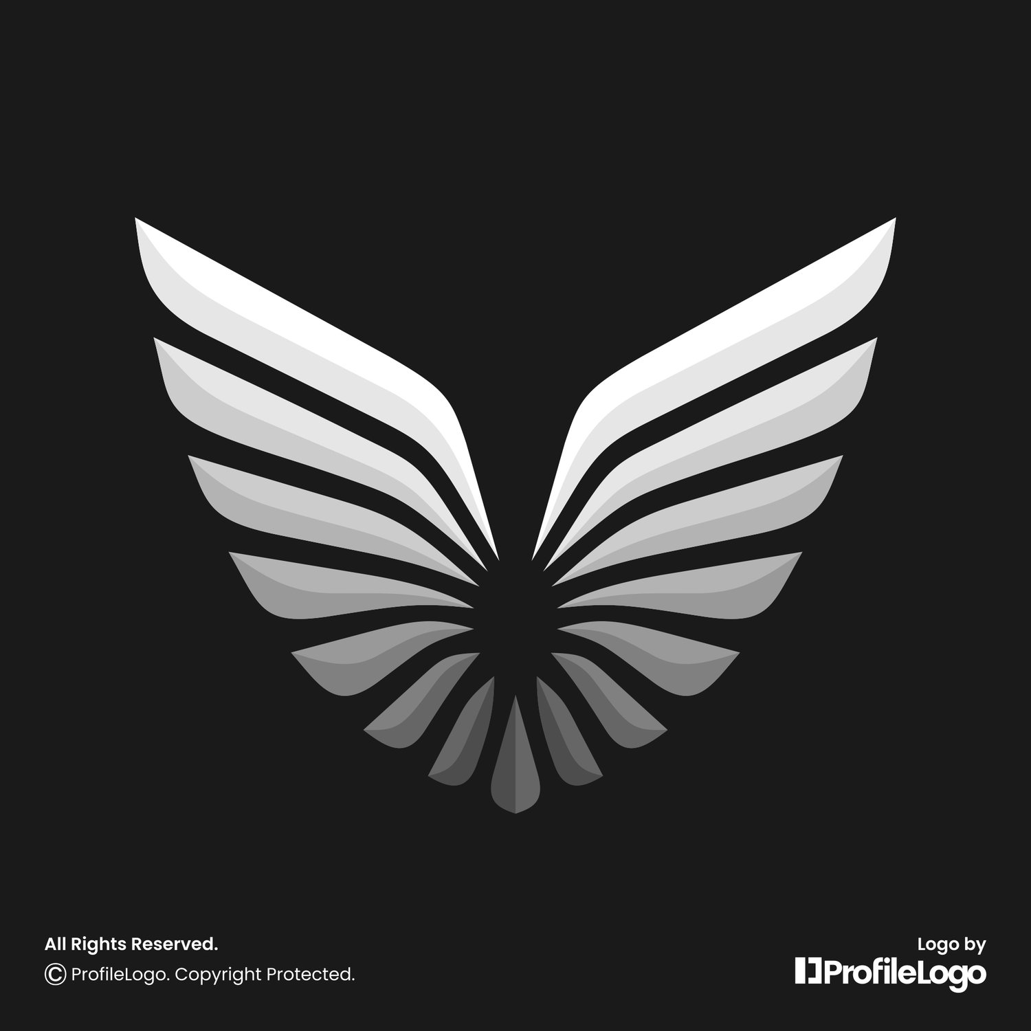 Dynamic eagle bird wing logo for sale by ProfileLogo with black background