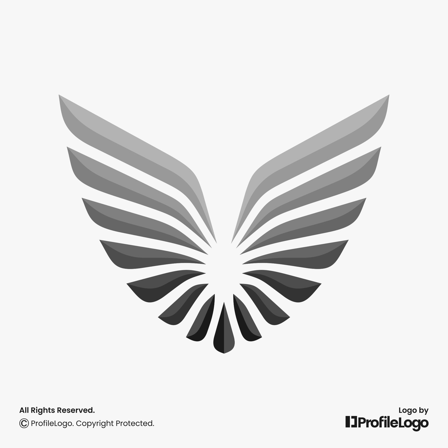 Dynamic eagle bird wing logo for sale by ProfileLogo with light grey background