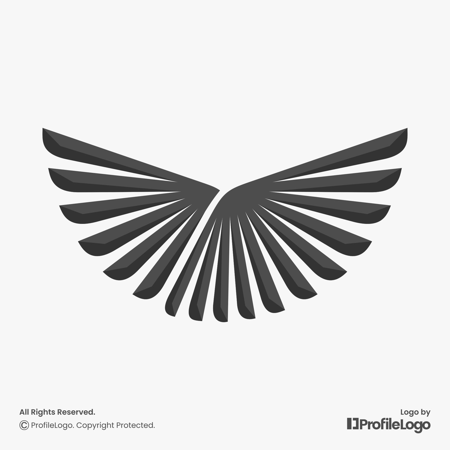 Luxury abstract bird wing logo for sale by ProfileLogo with light grey background