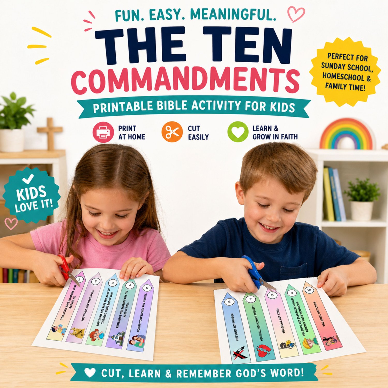 Ten Commandments Craft for Kids Printable | Bible Activity Worksheet ...