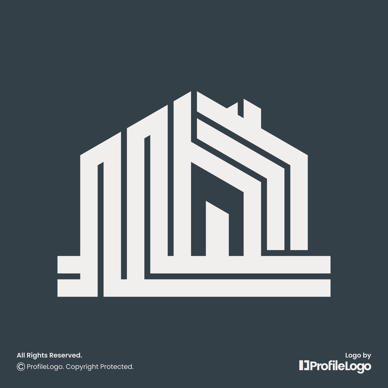 Architecture line building home logo for sale by ProfileLogo with pastel blue background