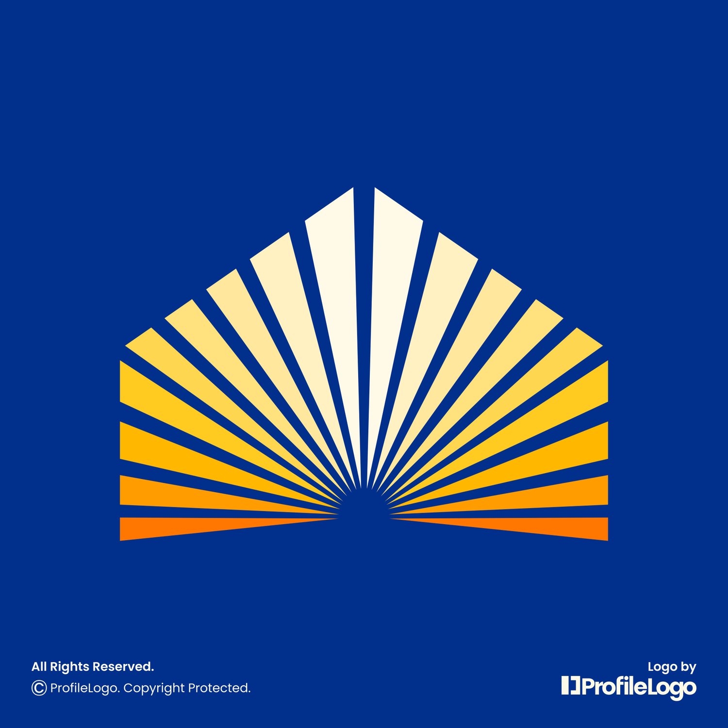 Colorful sun shine house logo for sale by ProfileLogo with blue background