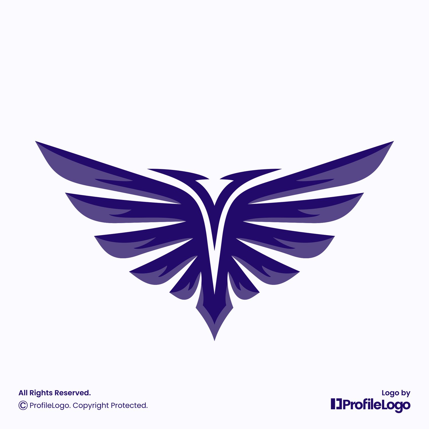 Sporty abstract bird wing logo for sale by ProfileLogo with light blue background