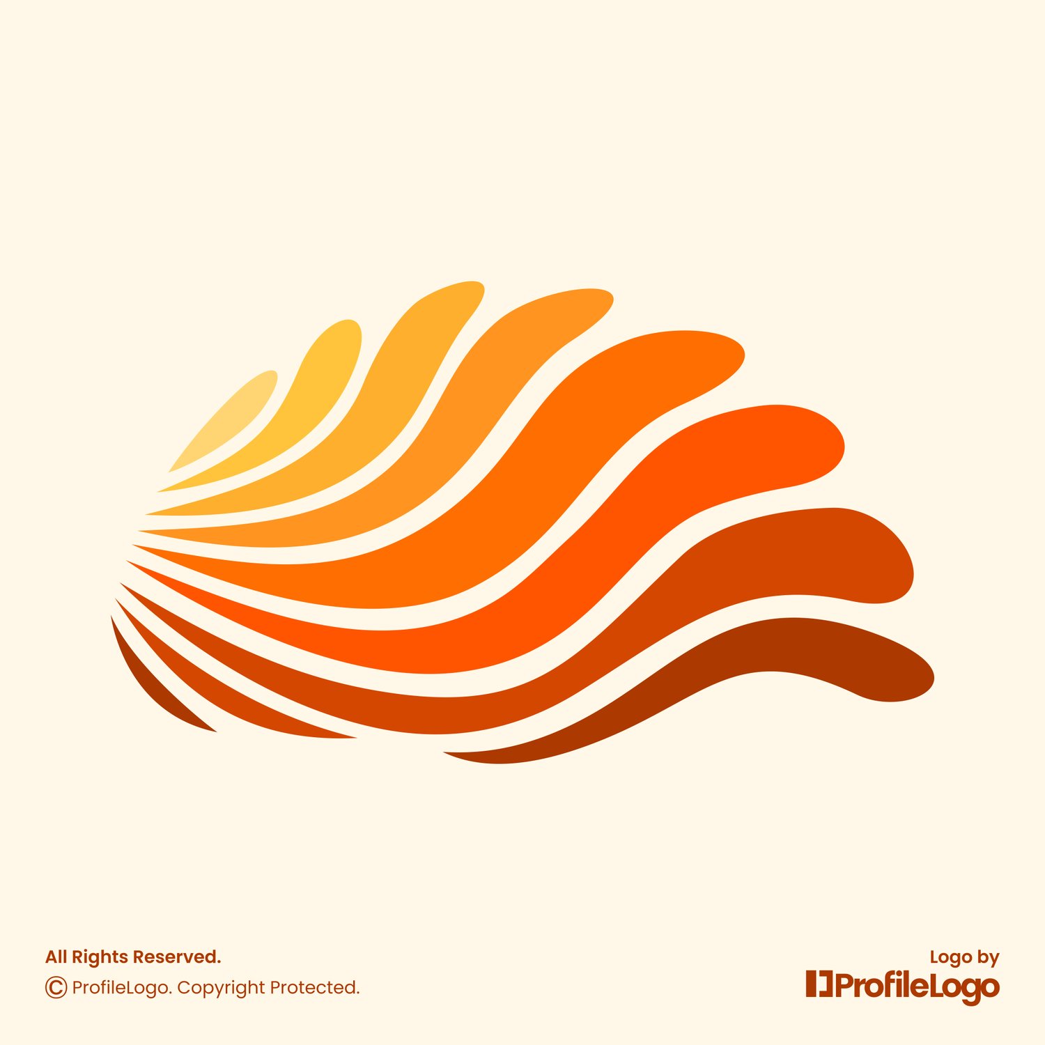 Colorful dynamic abstract sun logo for sale by ProfileLogo with light yellow background