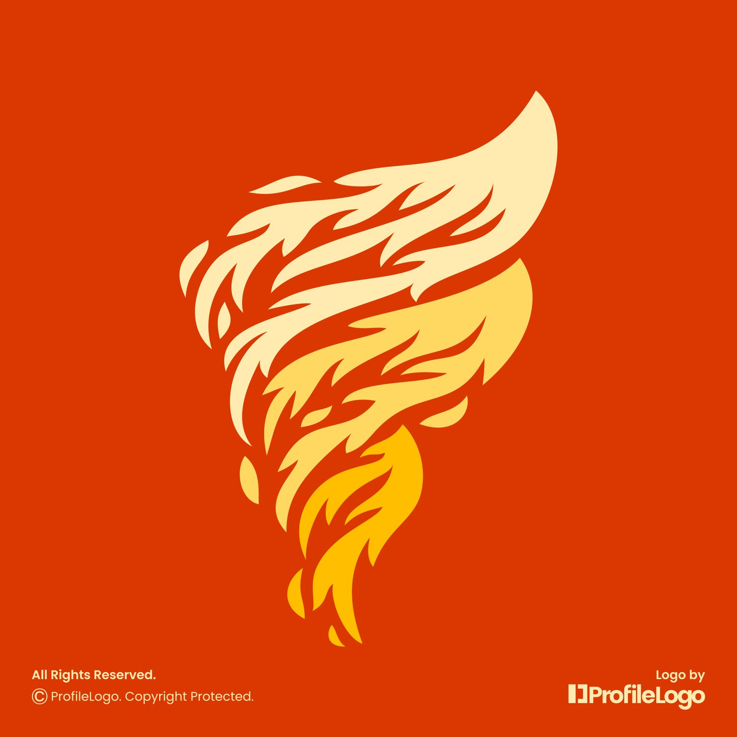 Dynamic fire flame letter F logo for sale by ProfileLogo with red background