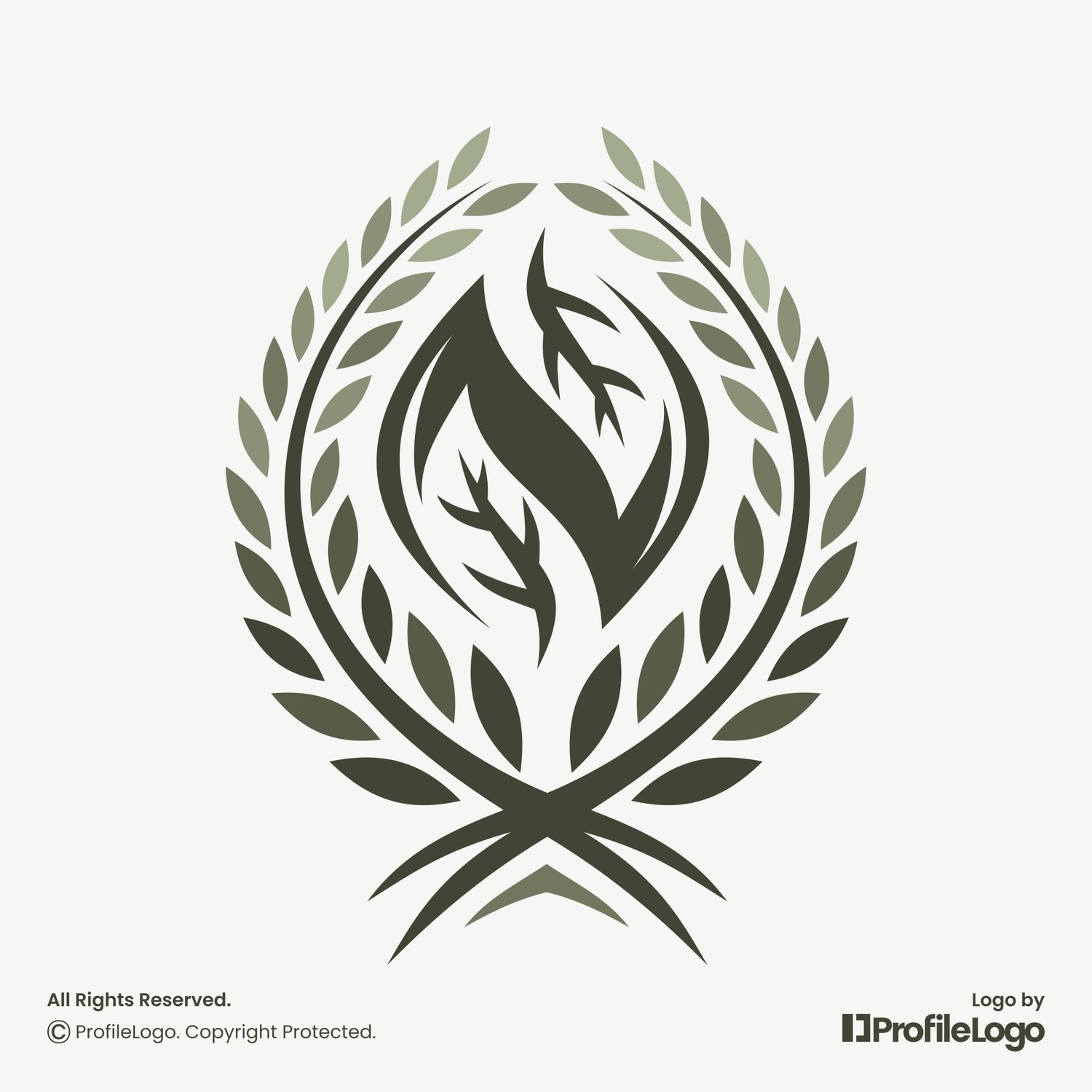 Organic leaf wreath letter N logo for sale by ProfileLogo with light background