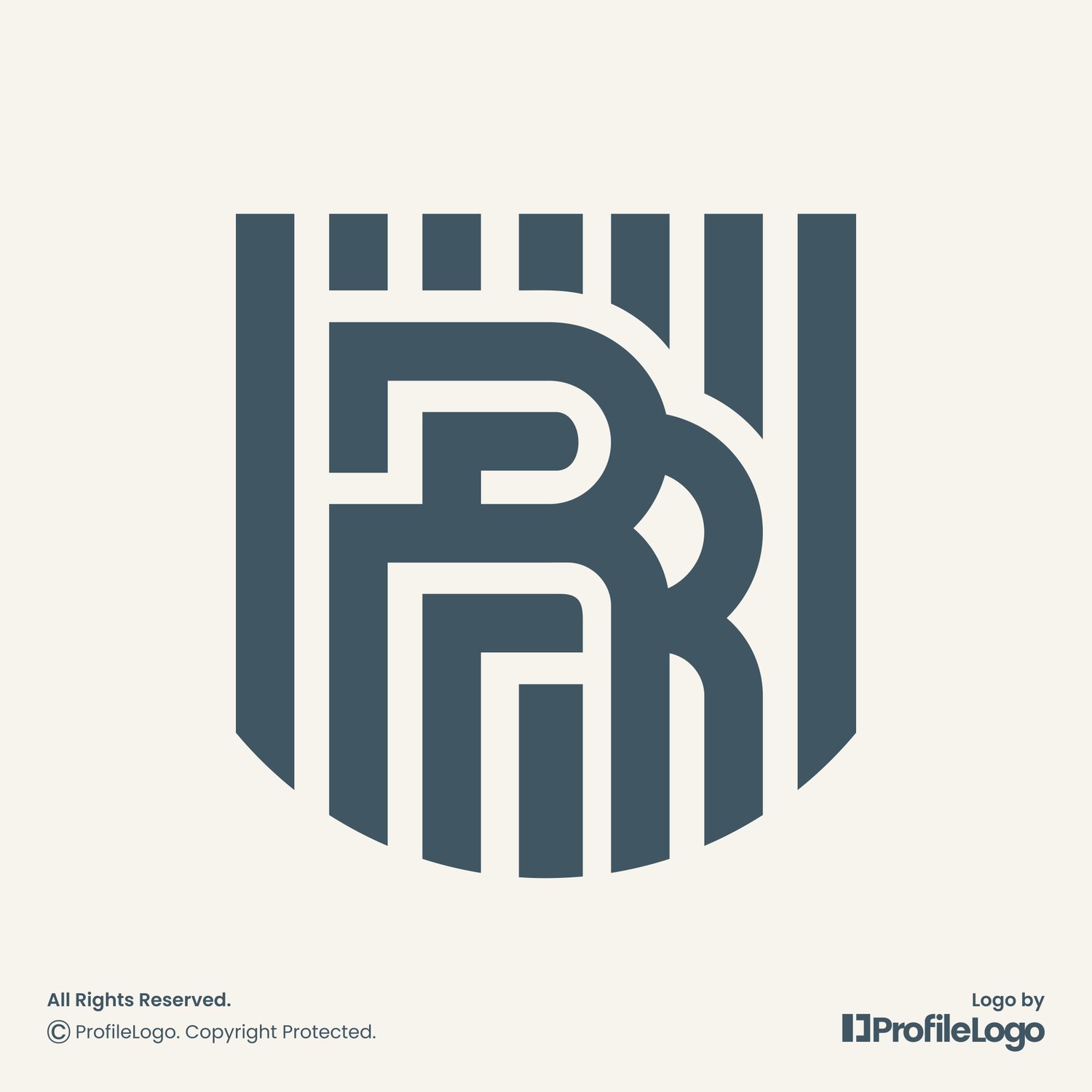Security shield letter RR logo for sale by ProfileLogo with light yellow background