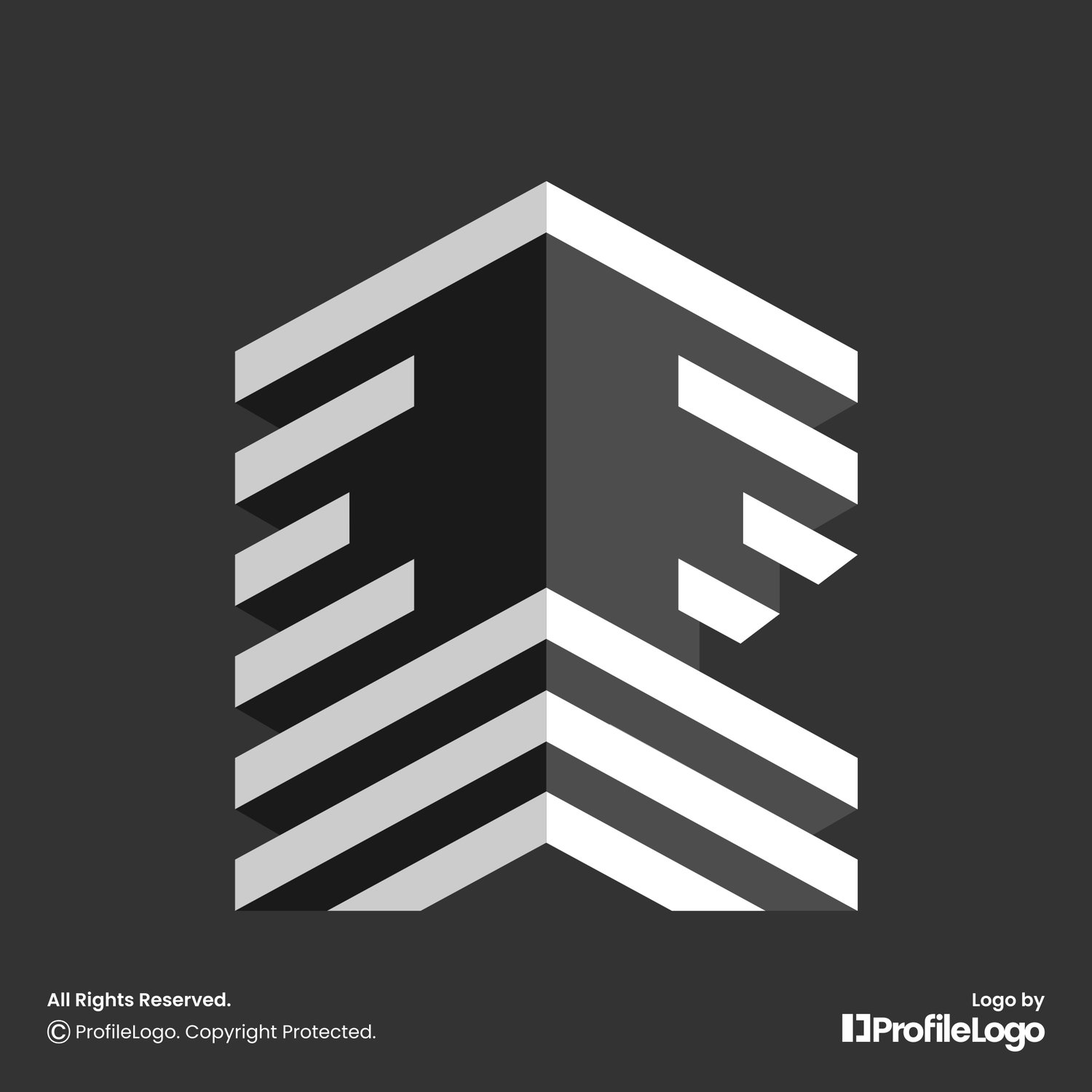 Flat 3D structure letter R logo for sale by ProfileLogo with dark grey background