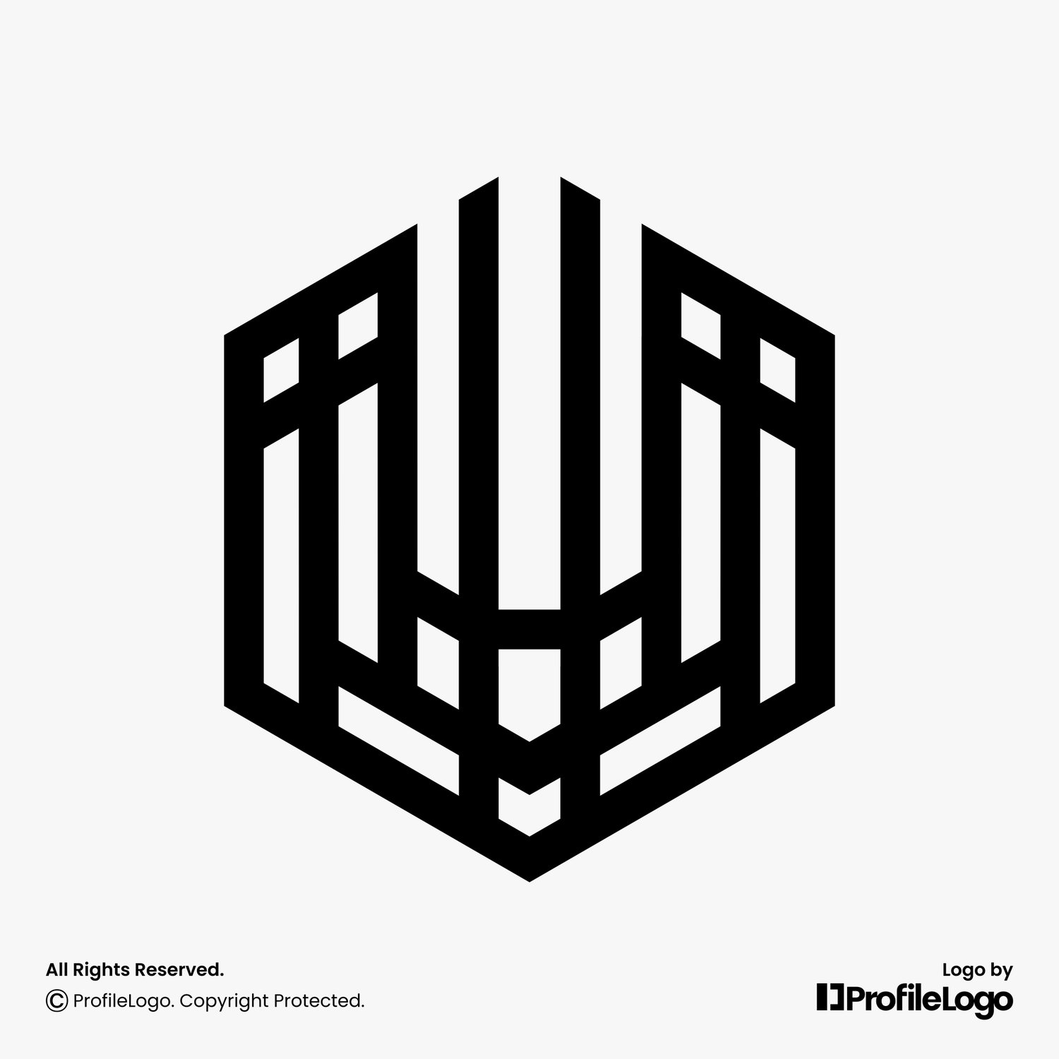 Minimalist hexagon line letter U logo for sale by ProfileLogo with light grey background