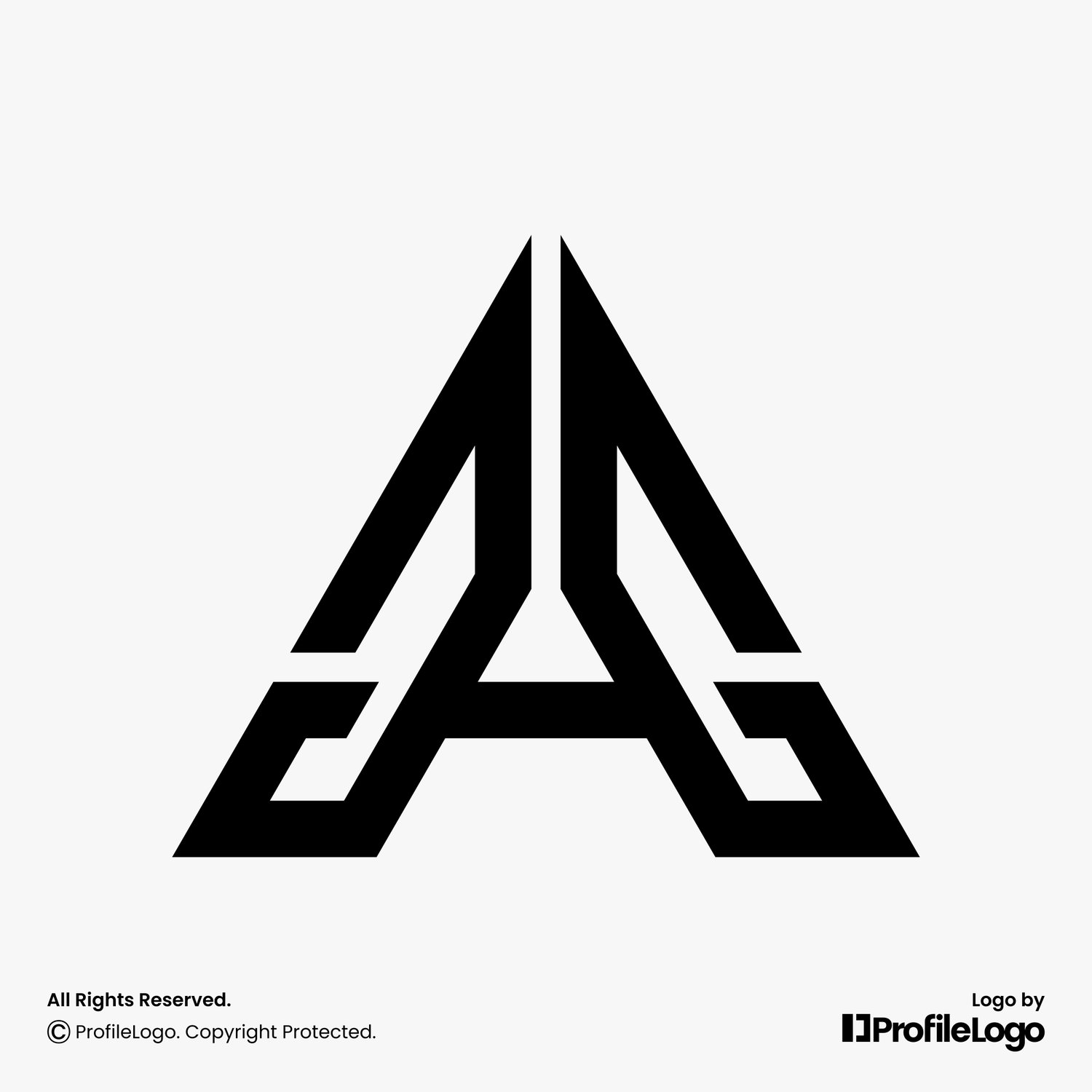 Geometric line letter AG logo or GA logo for sale by ProfileLogo with light grey background
