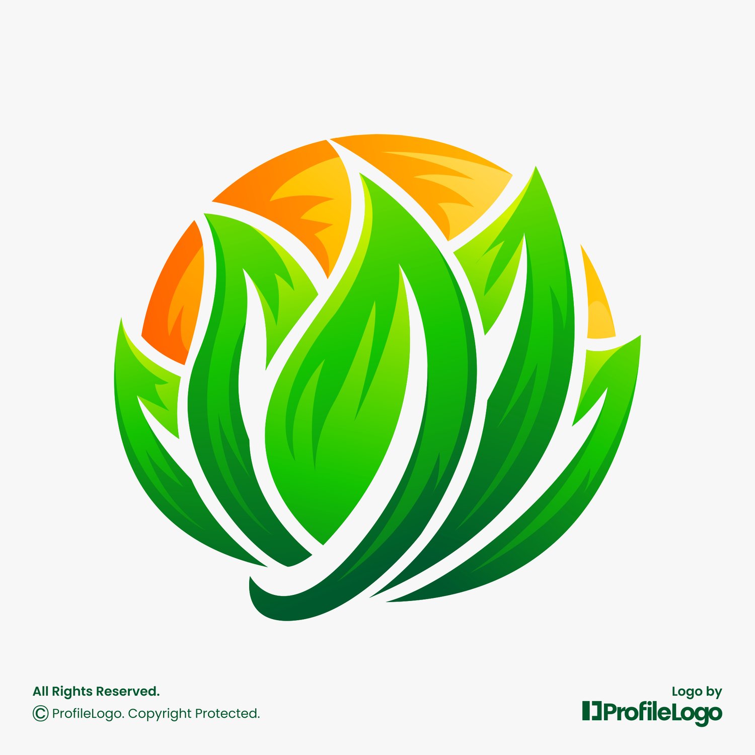Natural organic eco green leaf logo for sale by ProfileLogo with light background