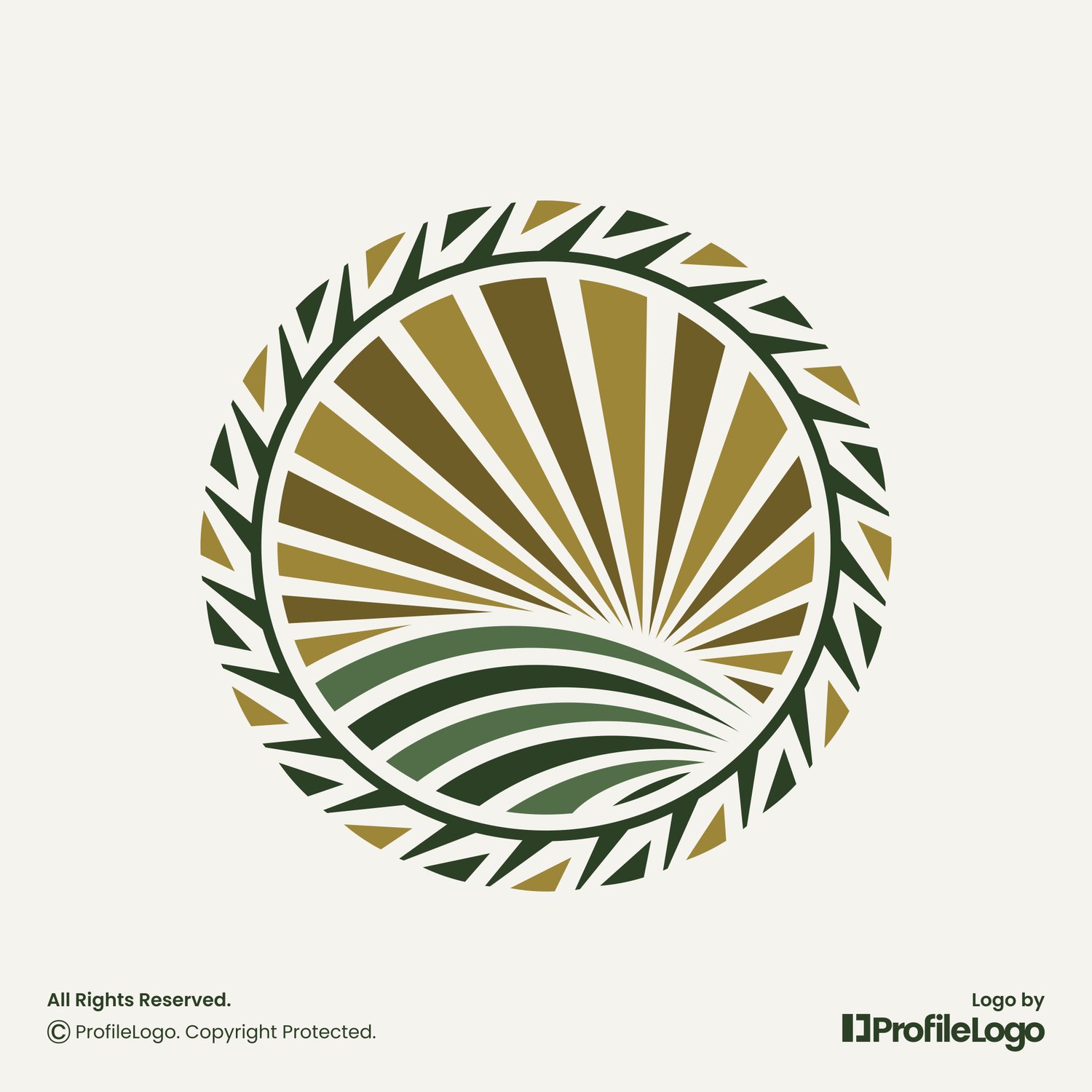 Organic agriculture farming logo for sale by ProfileLogo with light brown background