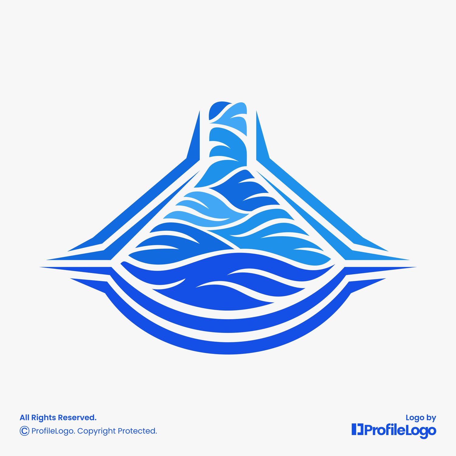 Colorful blue fluid laboratory tube logo for sale by ProfileLogo with light grey background