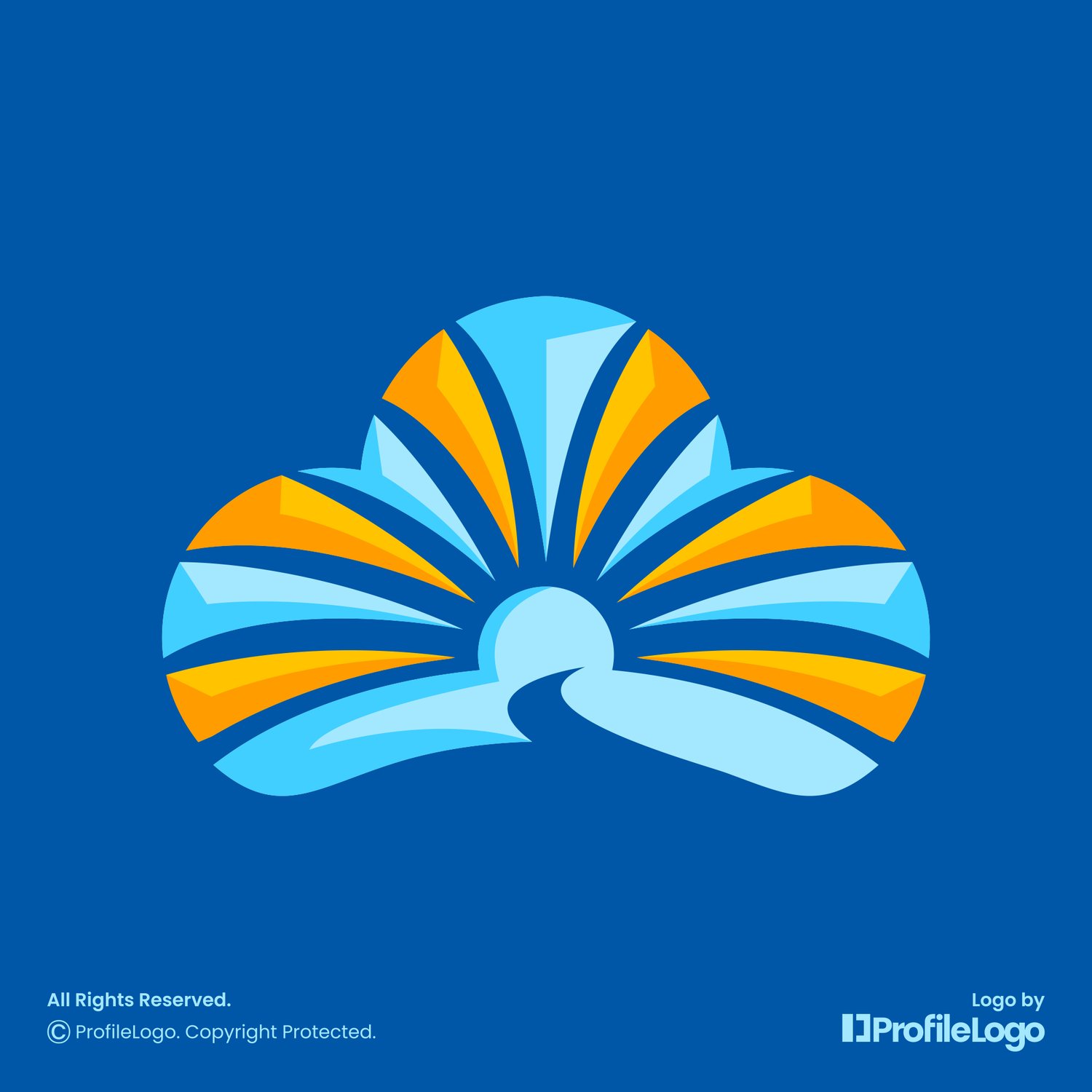 Creative cloud path solution logo for sale by ProfileLogo with blue background