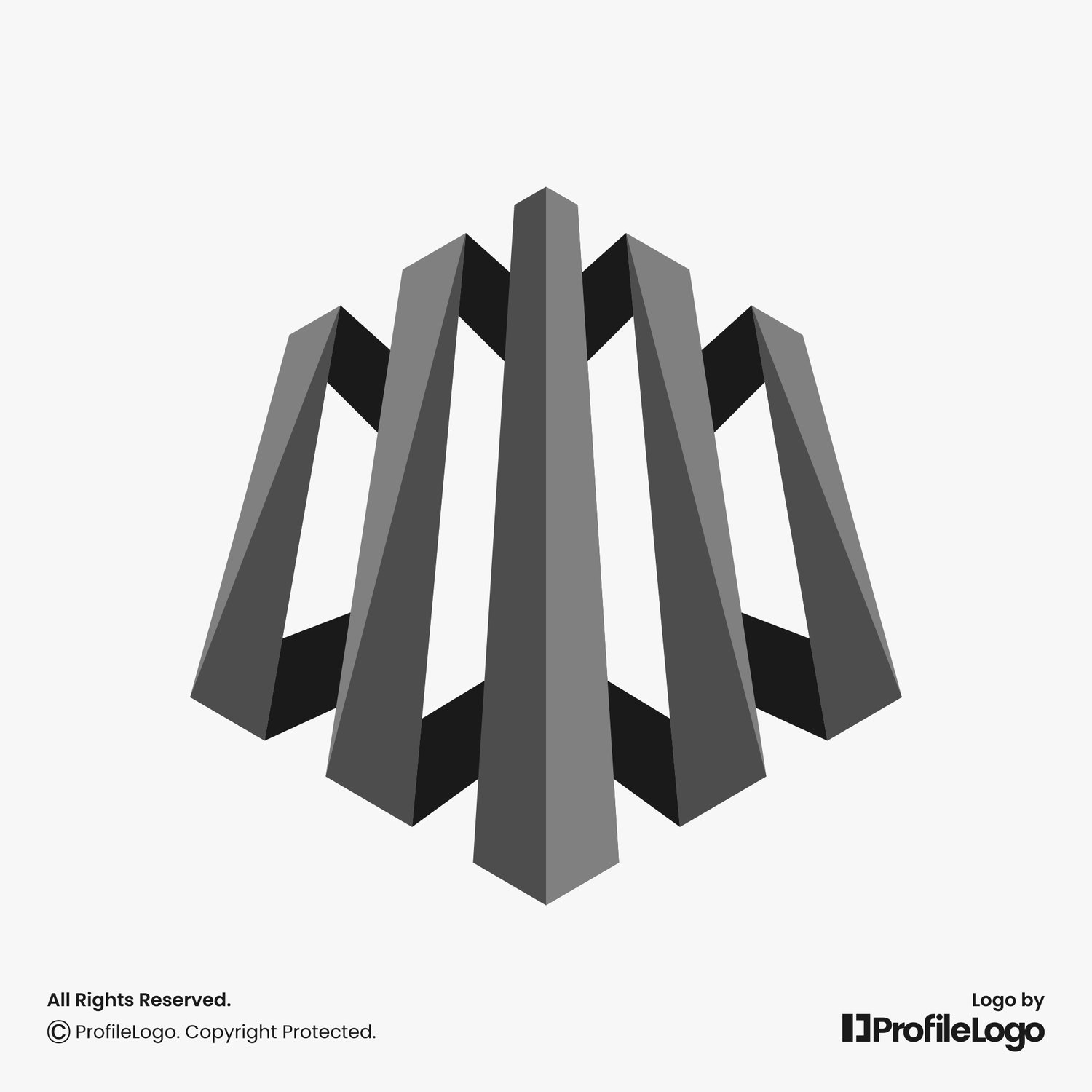 Modern 3d flat structure building logo for sale by ProfileLogo with light grey background