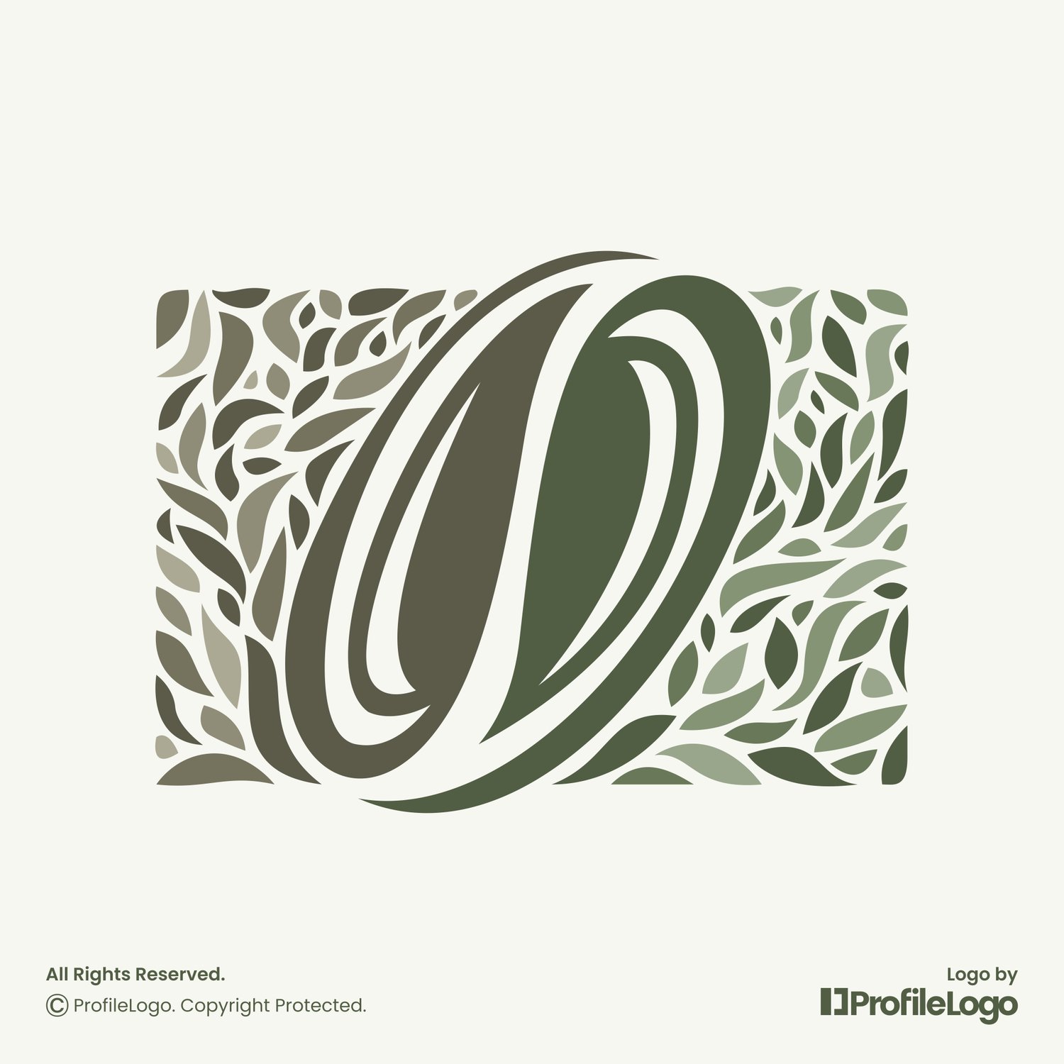 Organic leaf coffee bean logo for sale by ProfileLogo with light green background