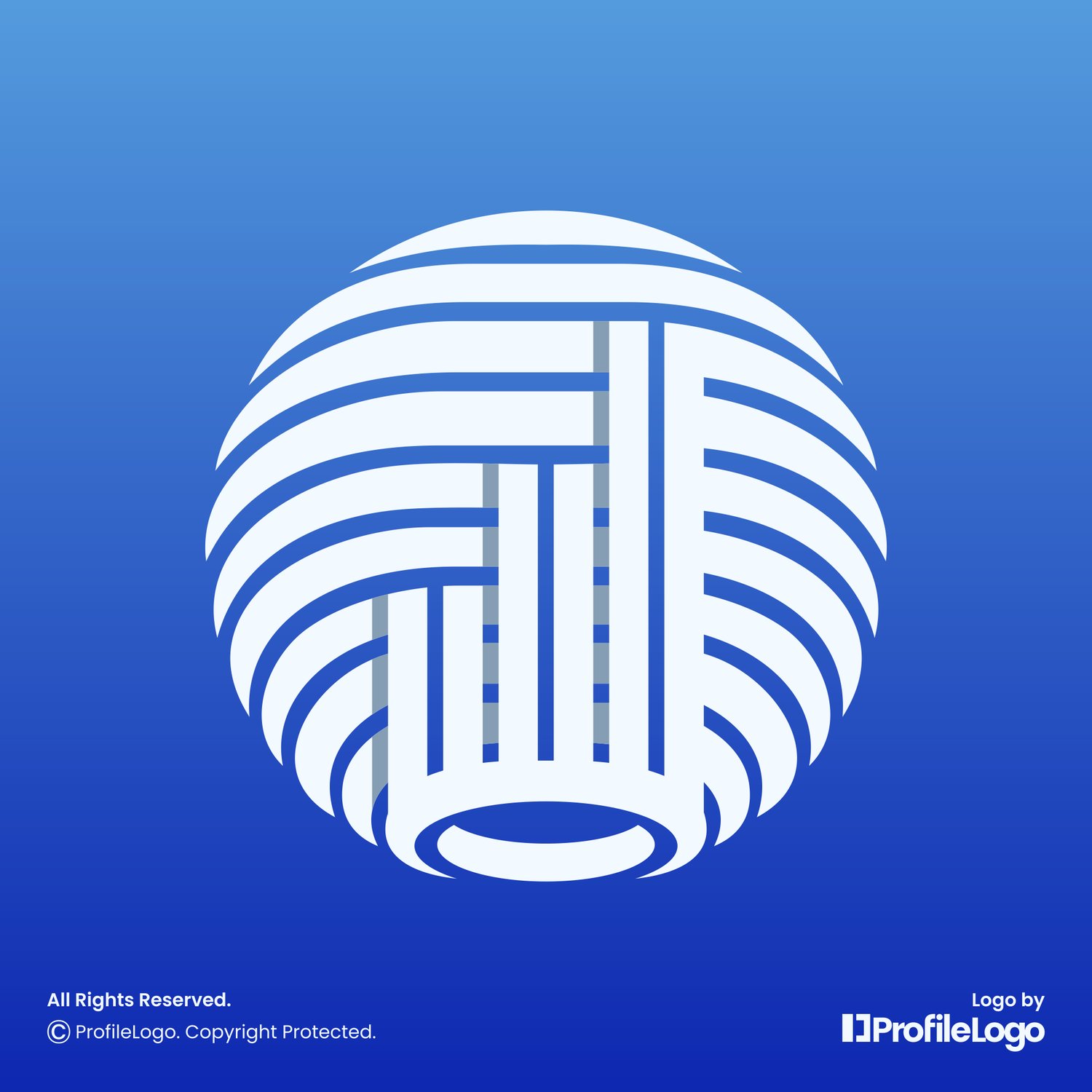 Modern globe marketing chart logo for sale by ProfileLogo with gradient blue background